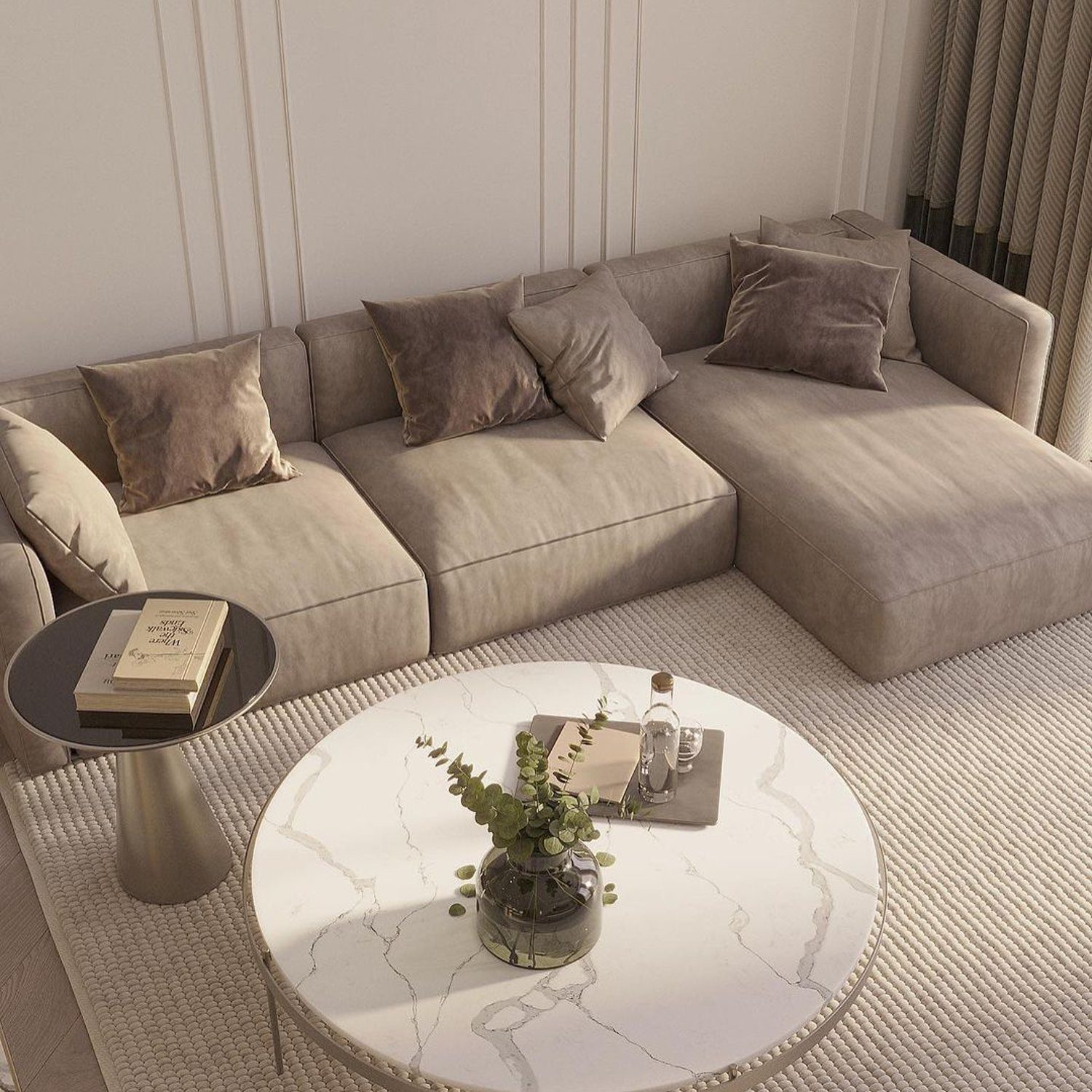 An elegantly minimalist living room setting