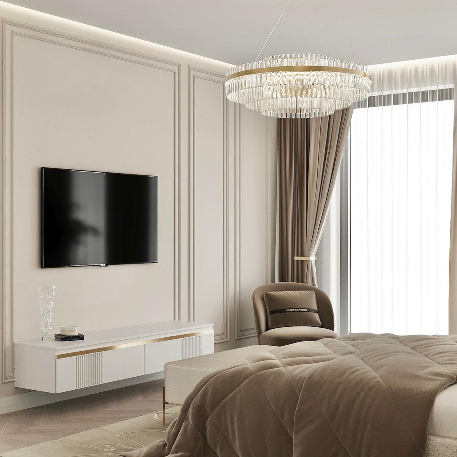 Elegant modern bedroom with a minimalist design