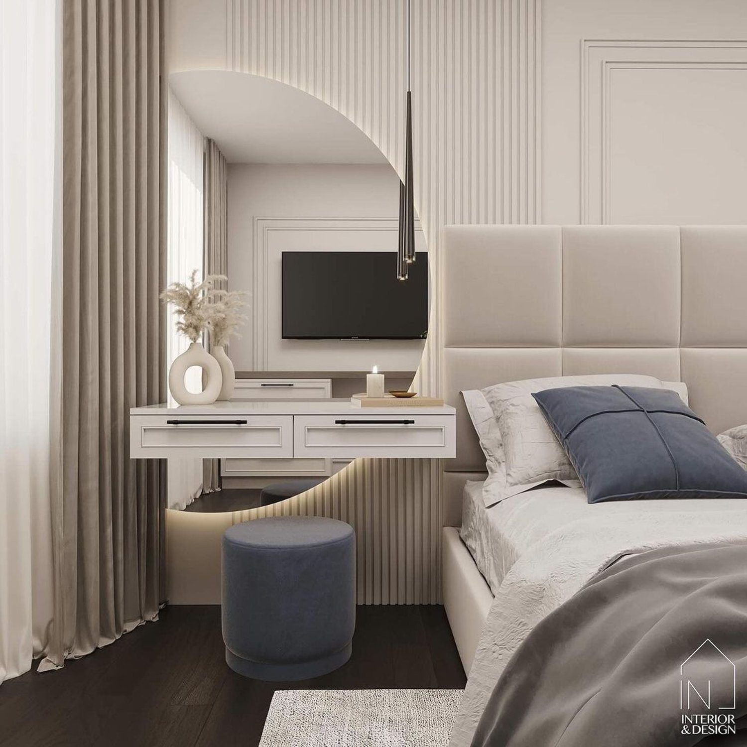 Elegant modern bedroom with a streamlined design