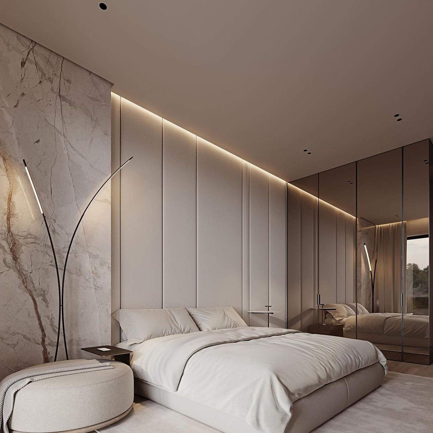 Elegant modern bedroom with minimalist design