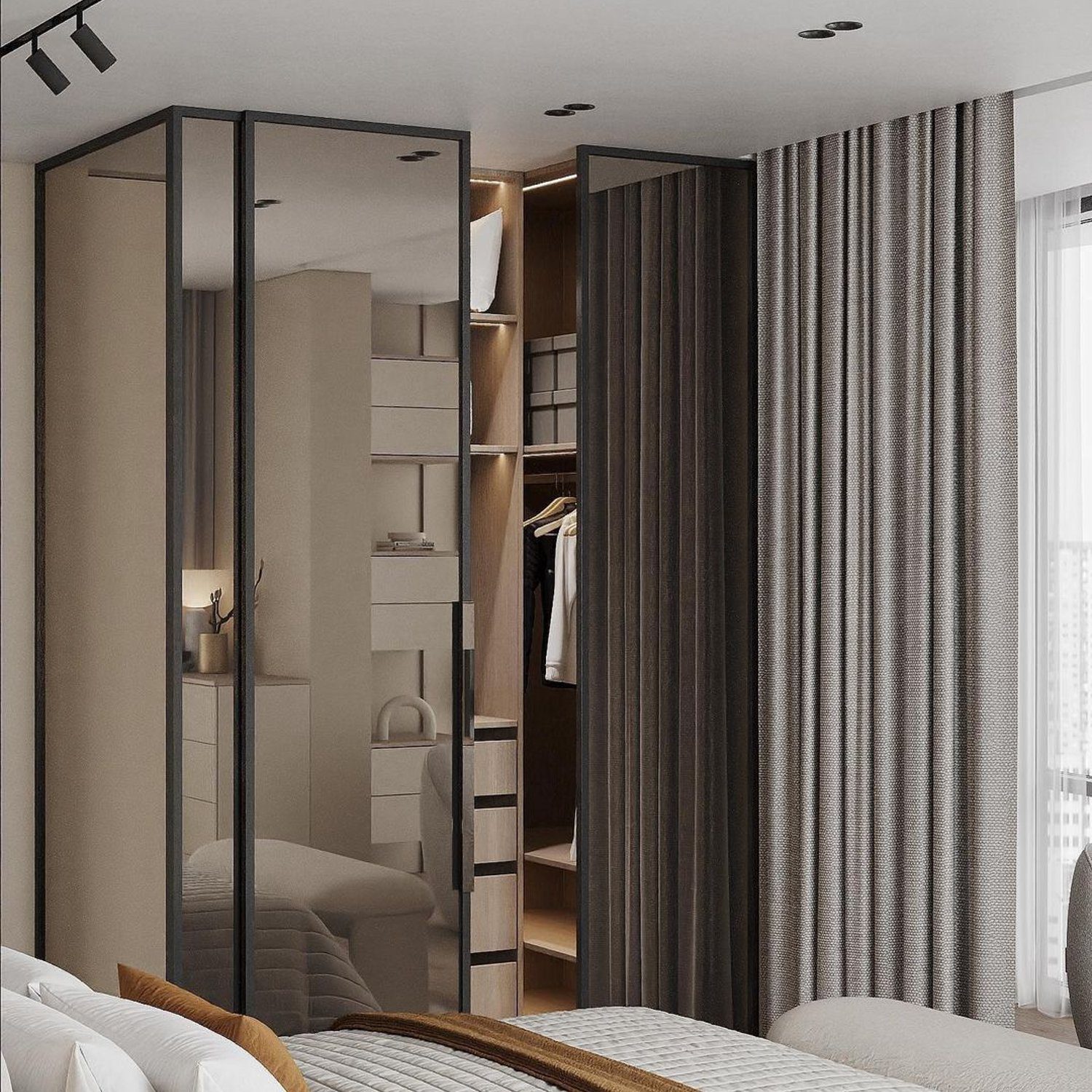 Elegant Bedroom with Integrated Wardrobe