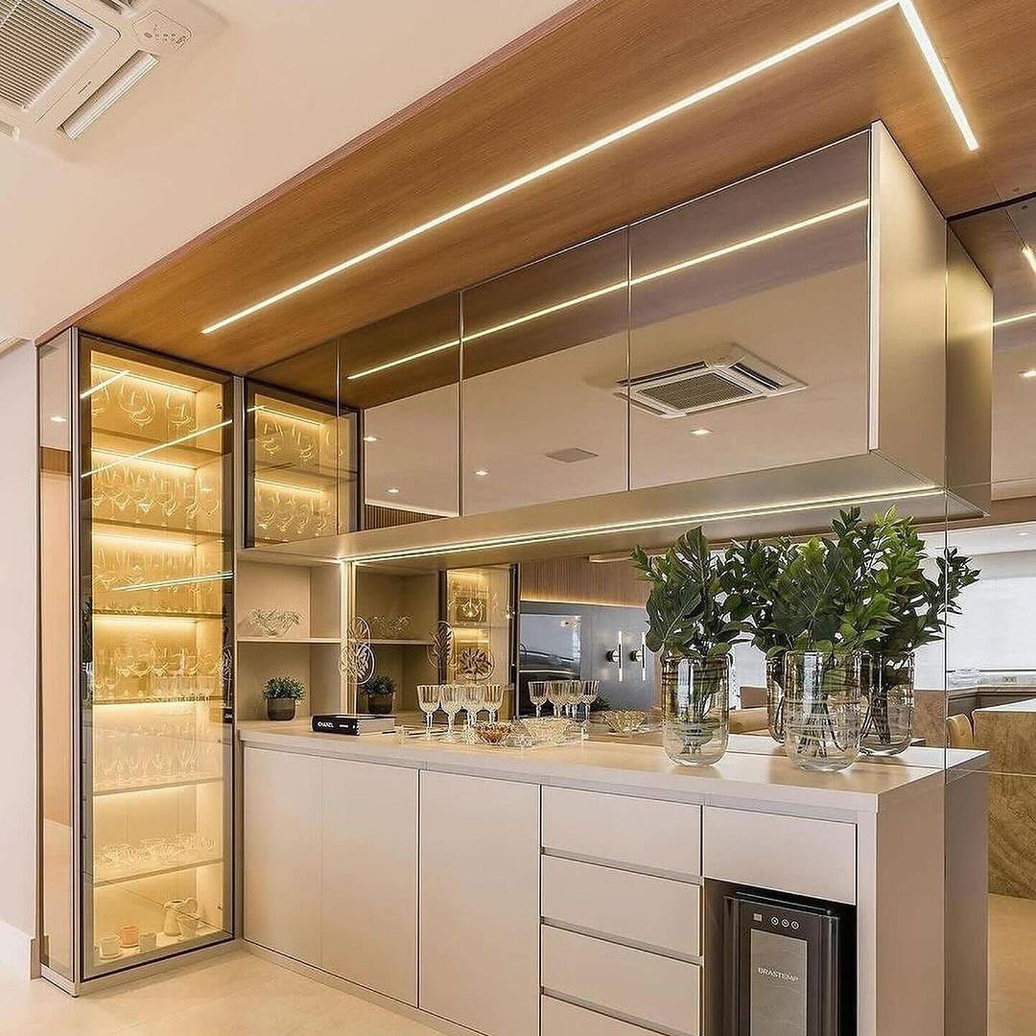 Elegant modern kitchen with effective lighting