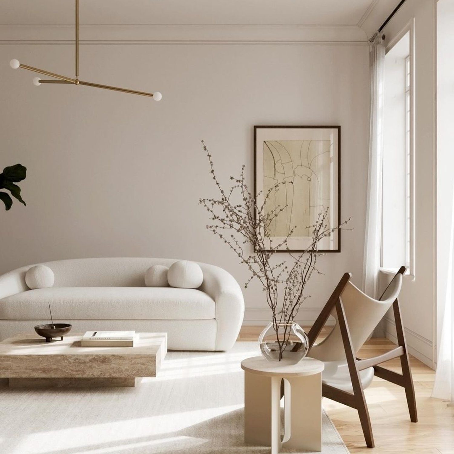 Elegant modern living room with soft natural light