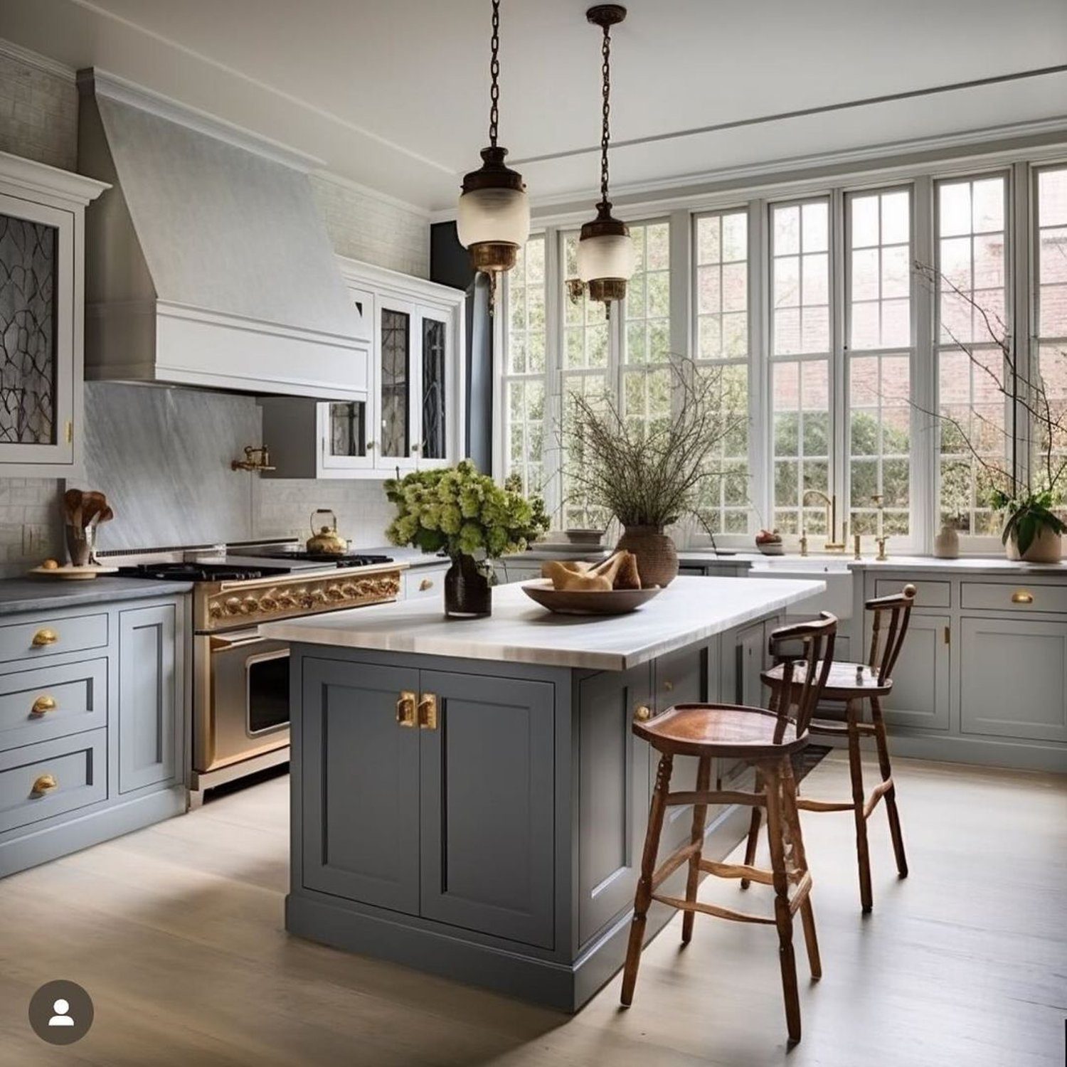 Elegant and traditional kitchen design with natural light