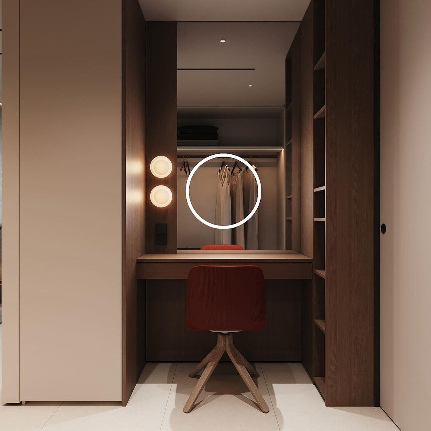 Modern and minimalistic walk-in closet design