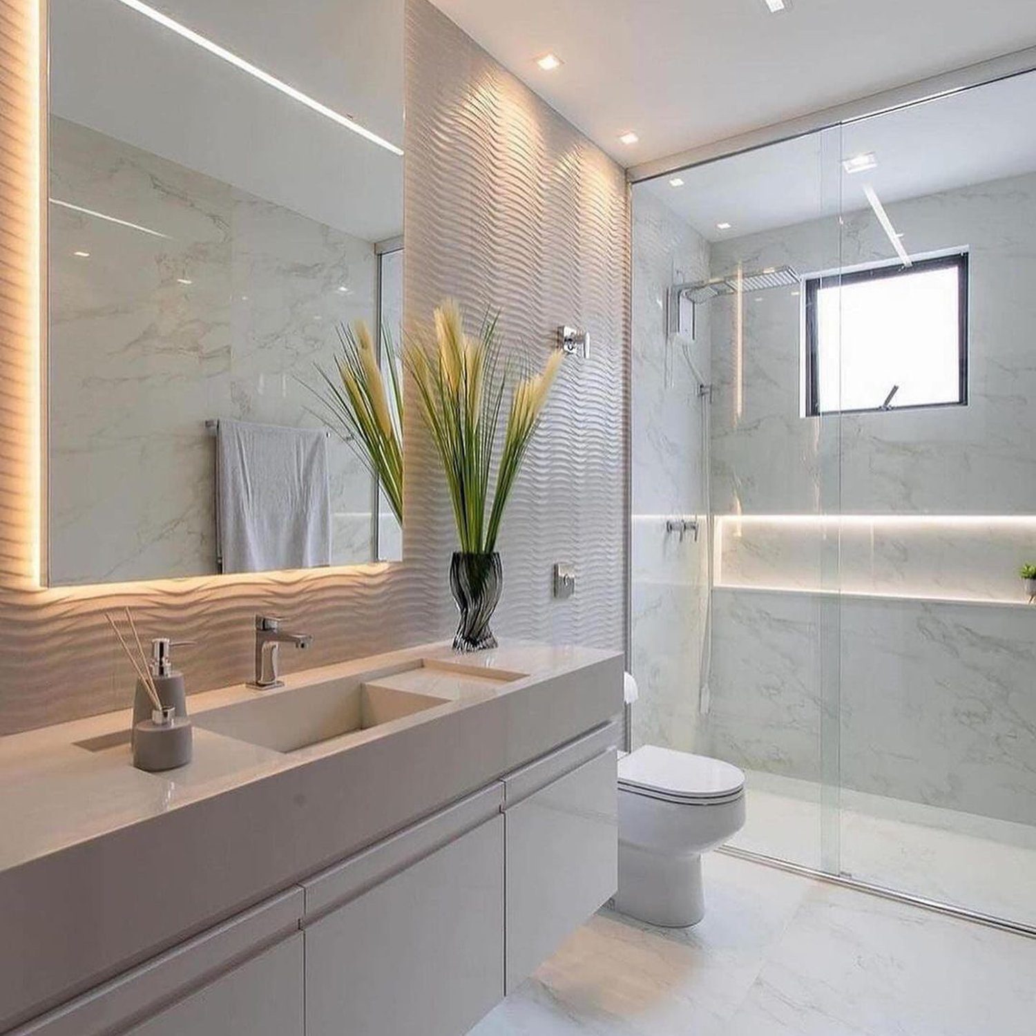 Modern and Elegant White Marble Bathroom