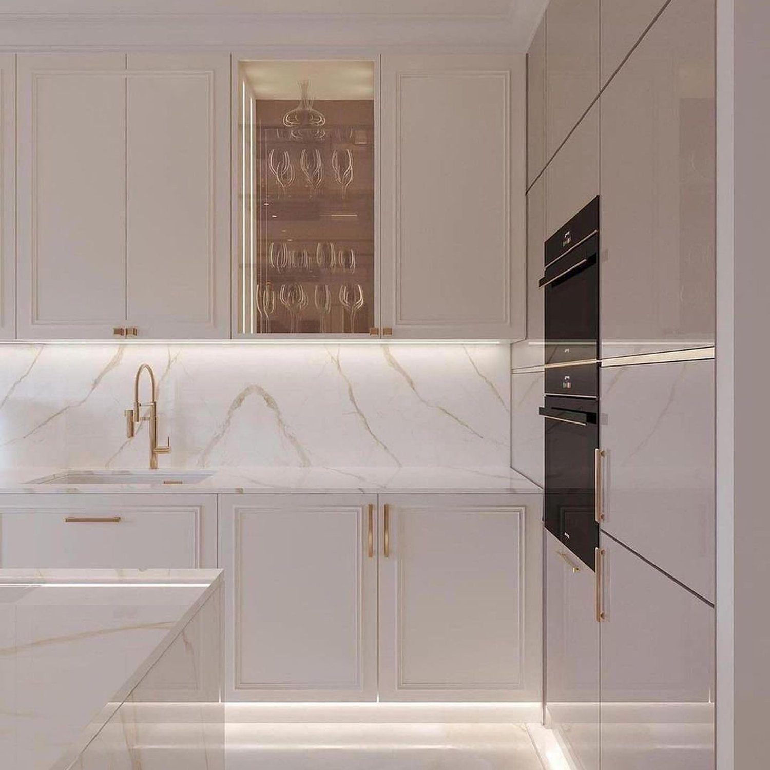 Elegant white marble kitchen