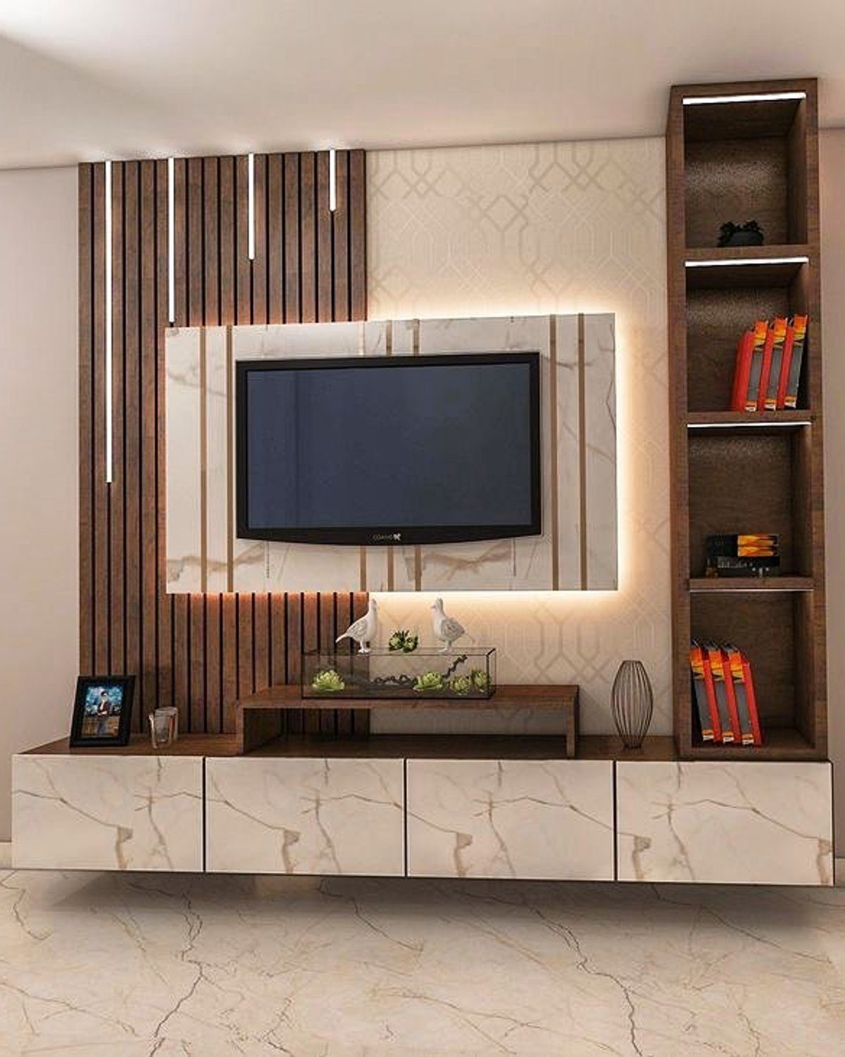 A sleek and modern entertainment center