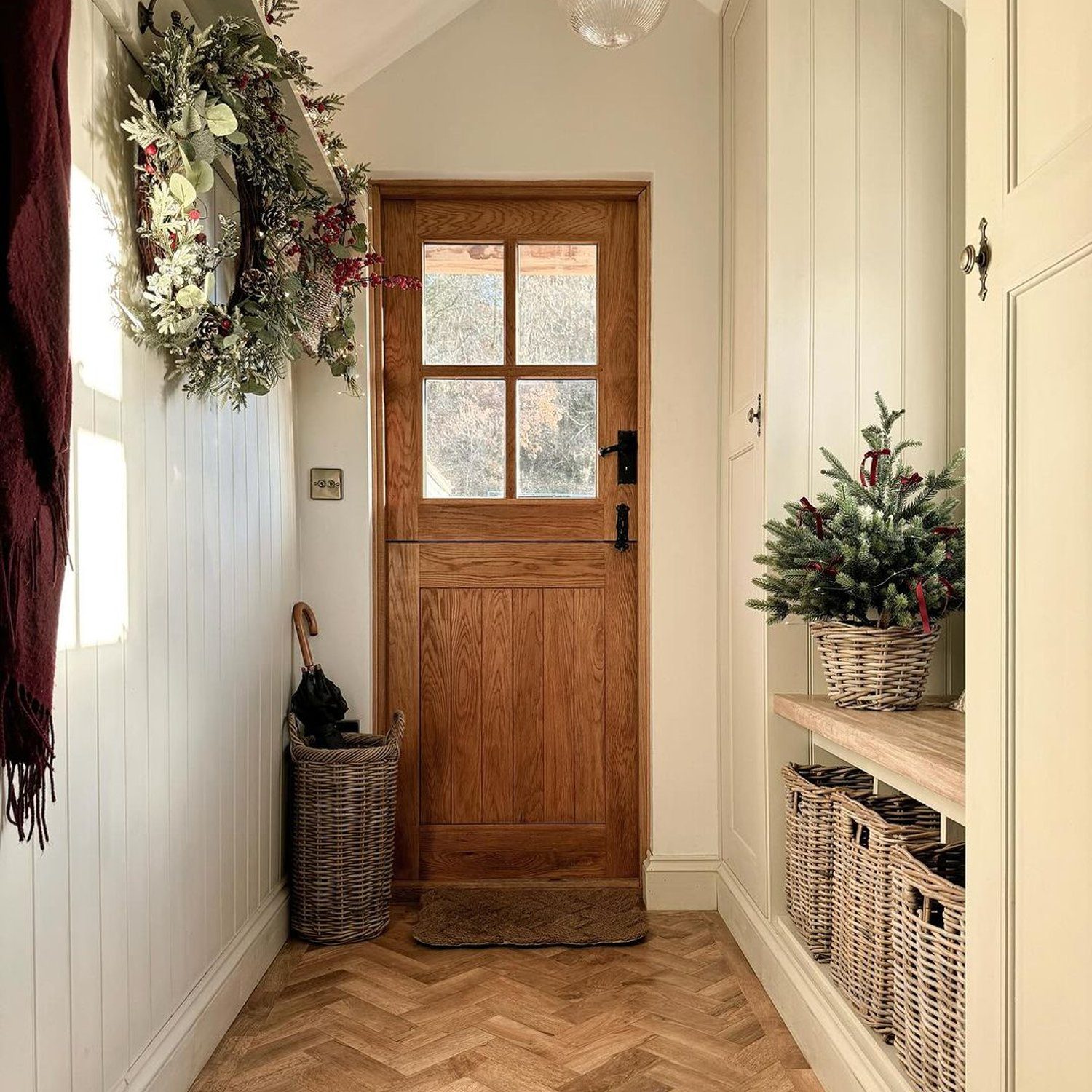 Cozy entrance hallway with festive decorations