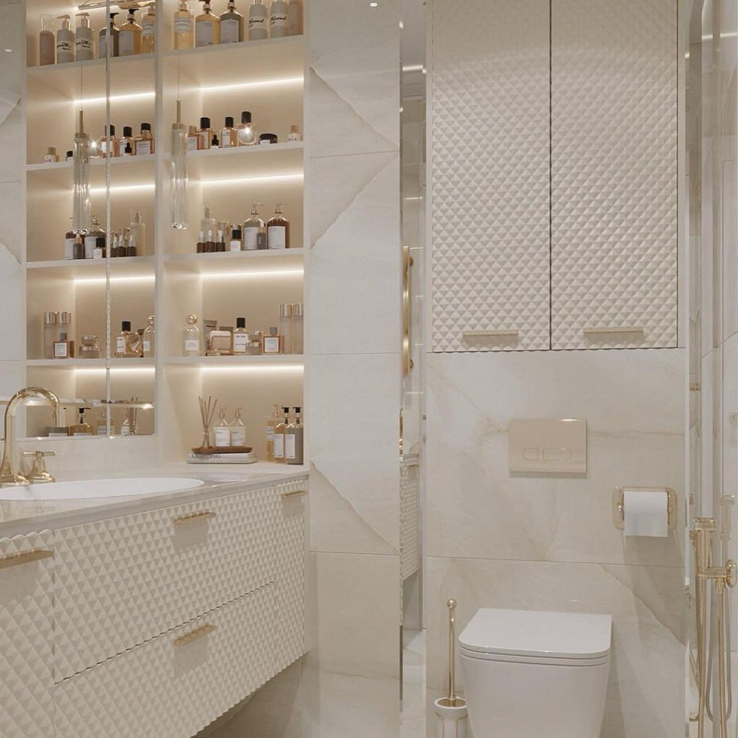 Luxurious Gold and Marble Bathroom