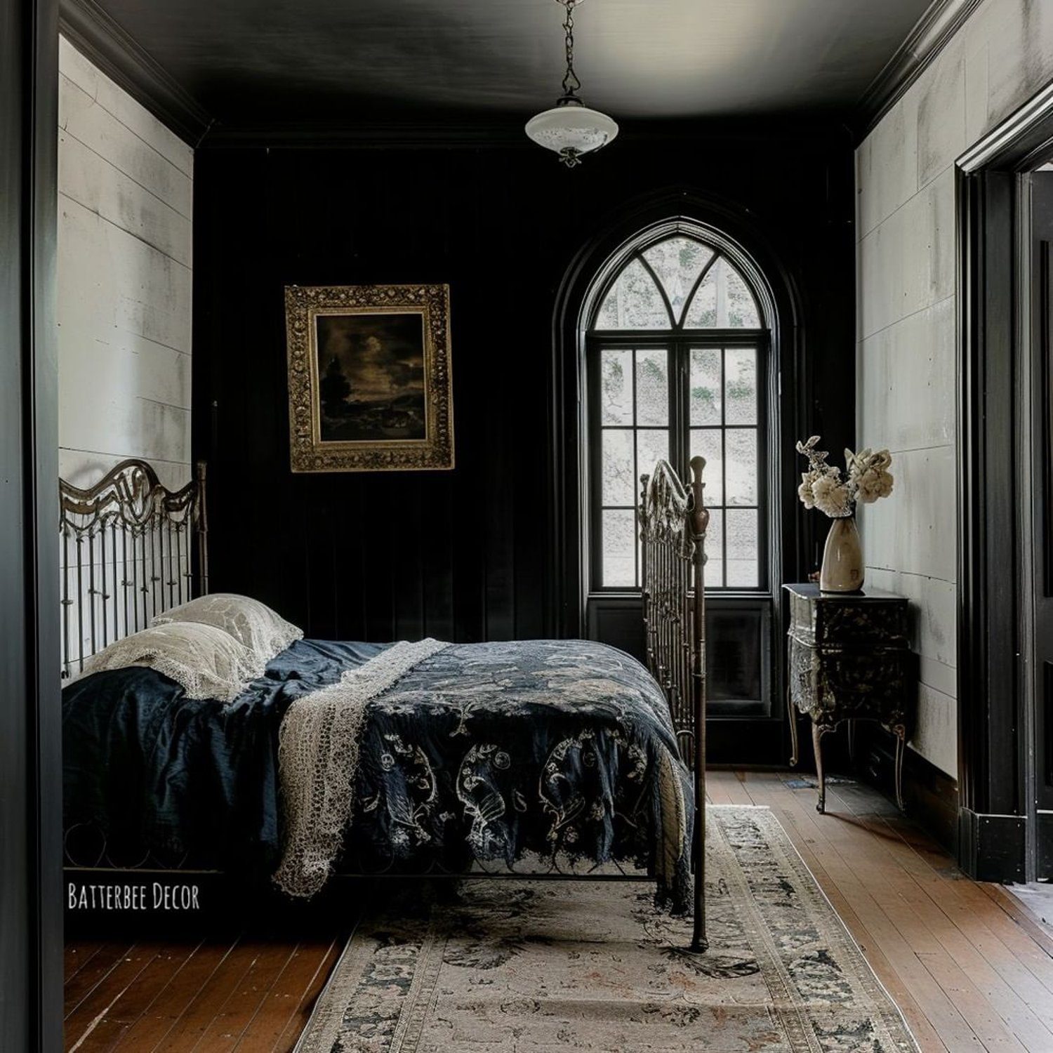 Elegant Gothic-Inspired Bedroom