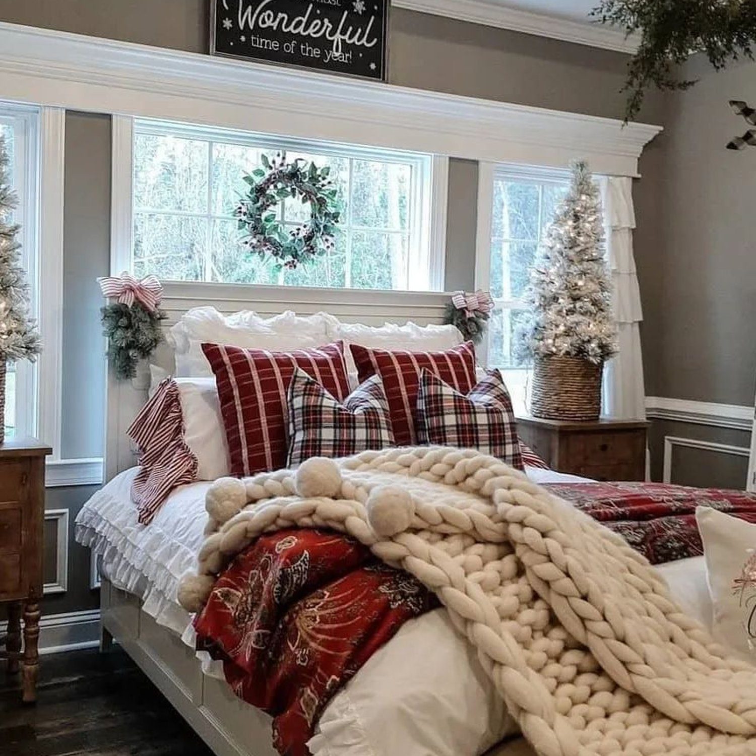 A cozy holiday-themed bedroom