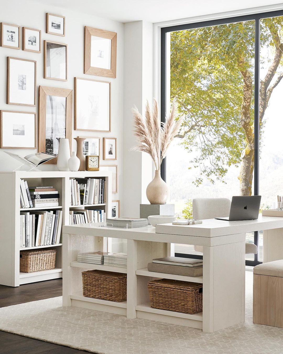 A serene home office space with ample natural light