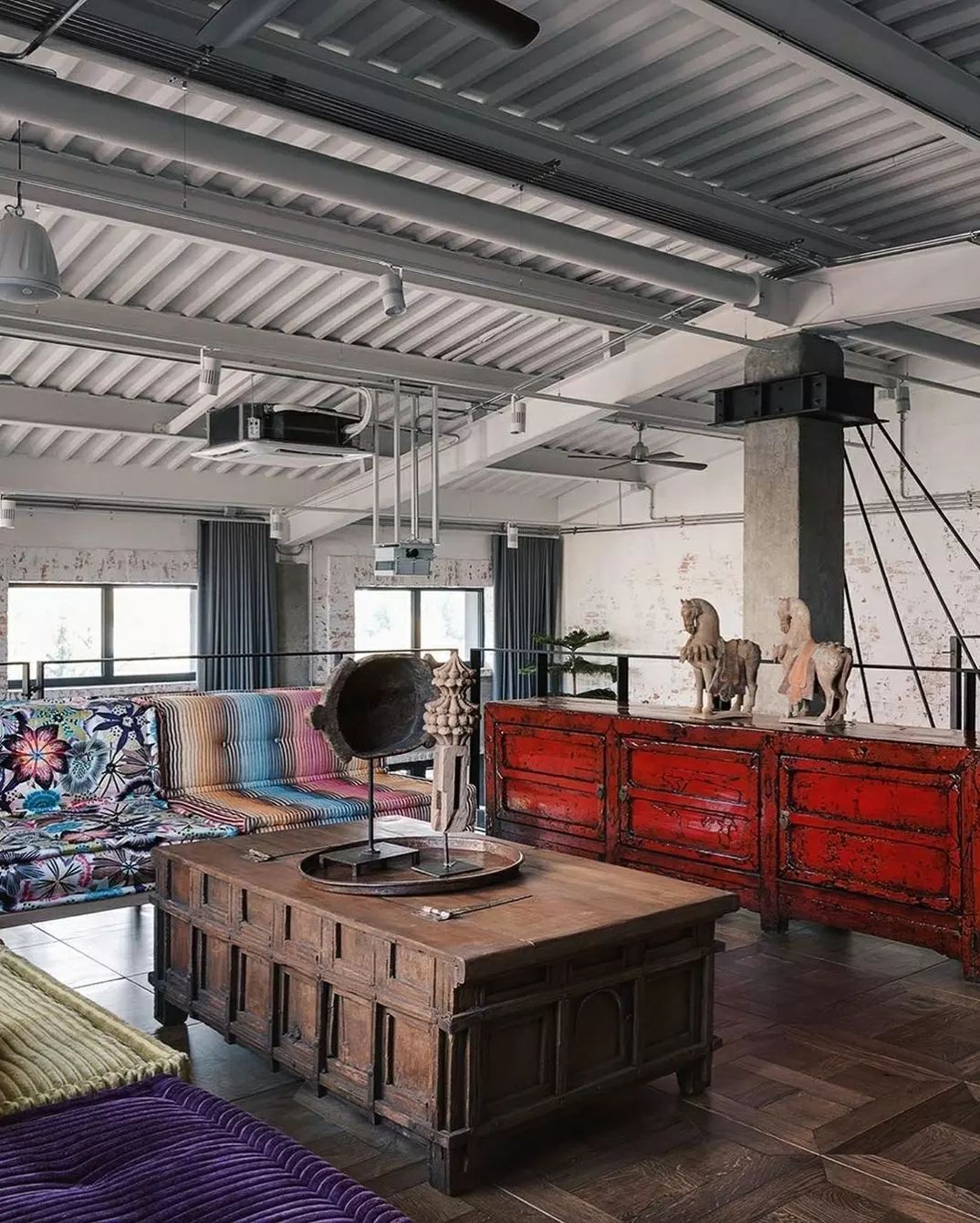 Industrial-style loft with eclectic decor