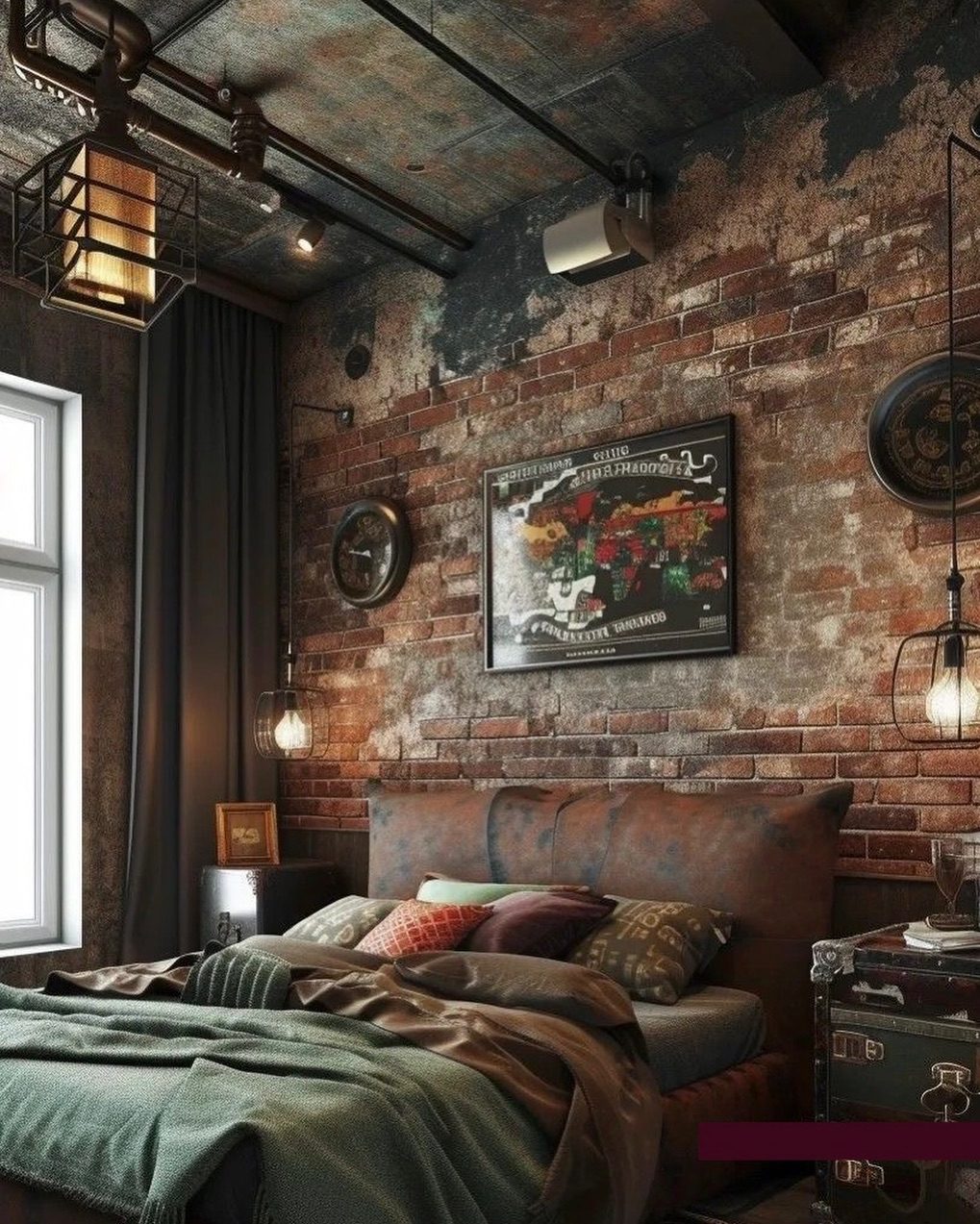 A chic industrial bedroom design