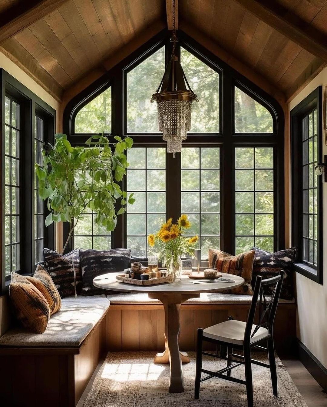 Cozy nook with large windows and natural light