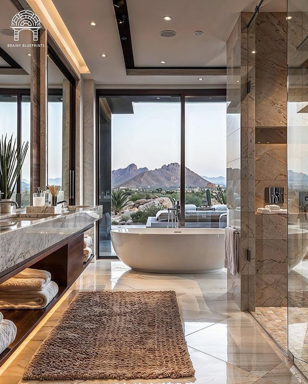 Luxurious bathroom with scenic view