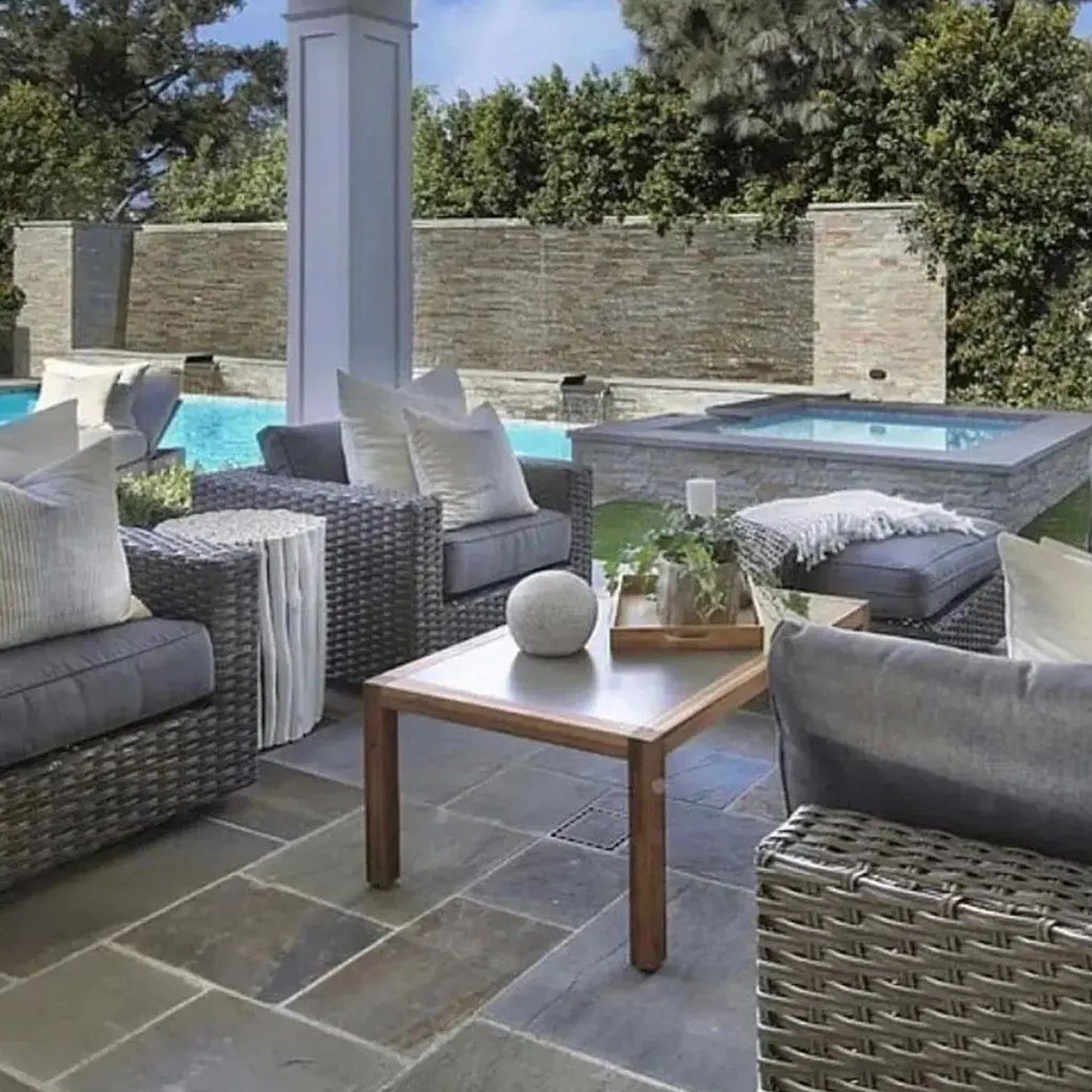 Elegant outdoor patio area with a luxurious touch