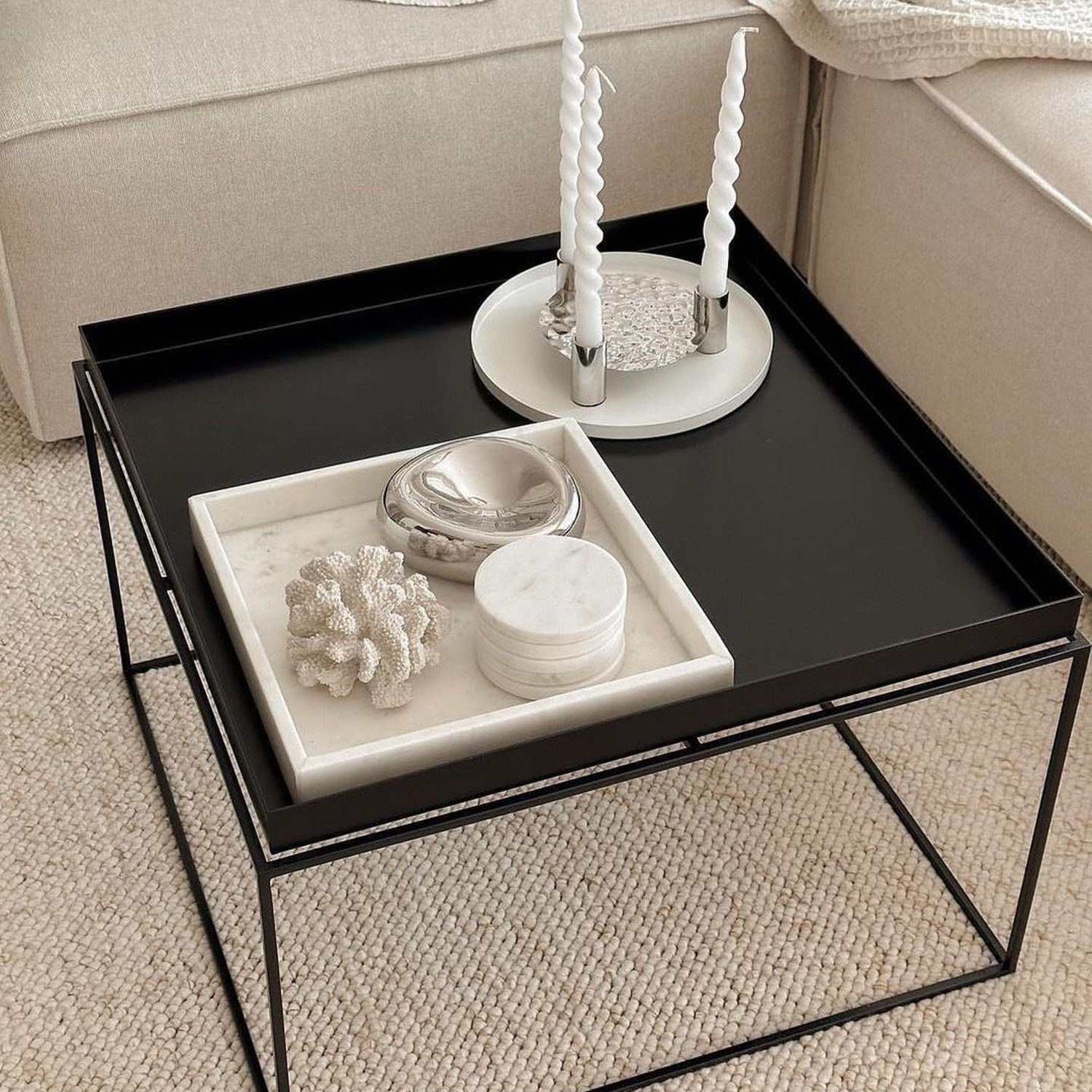 Elegant coffee table with decorative items