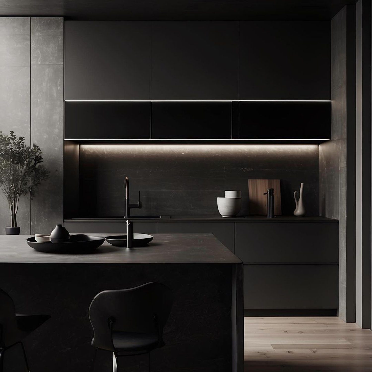 A sleek and modern kitchen with minimalist design