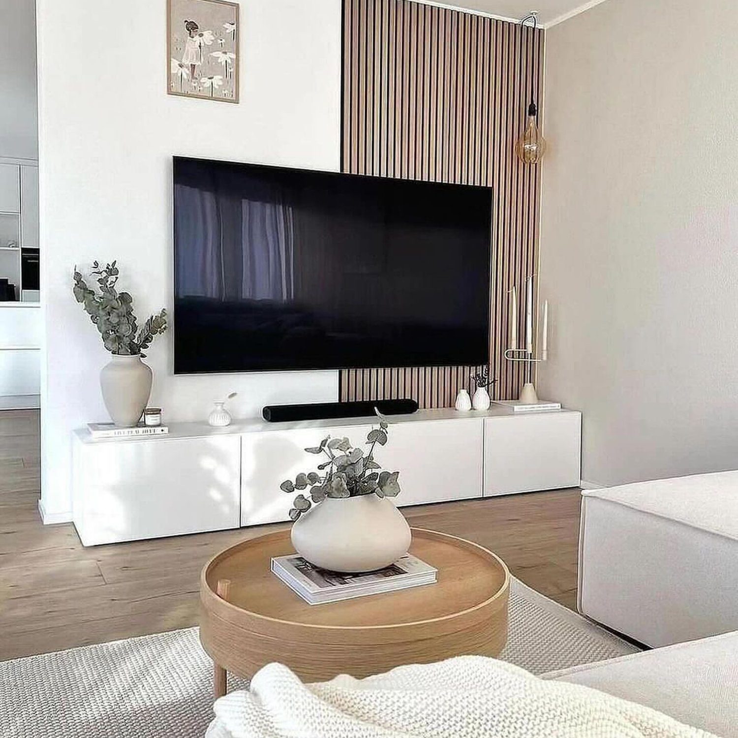 Minimalist Living Room with Wooden Accents