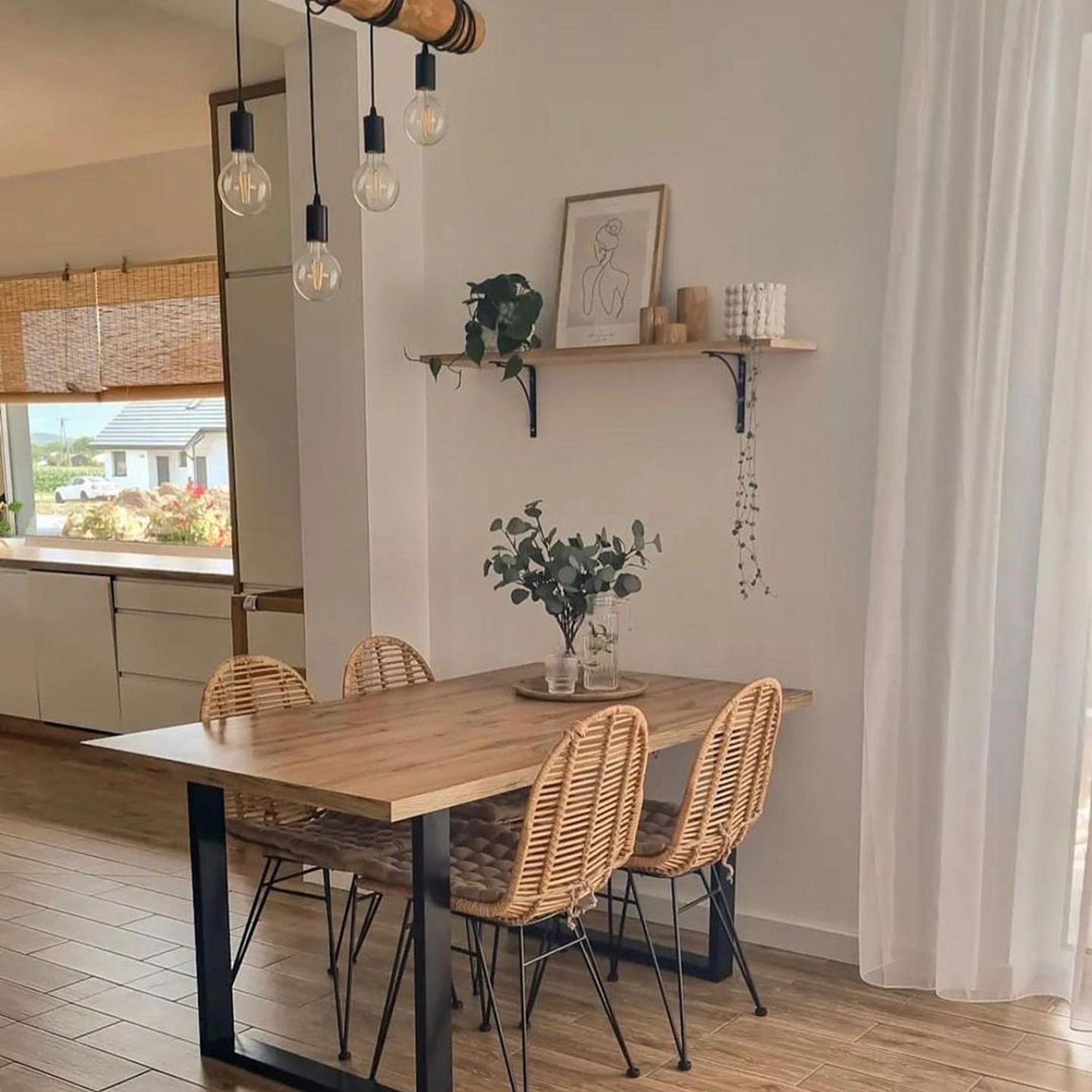 A tastefully decorated dining area with natural light