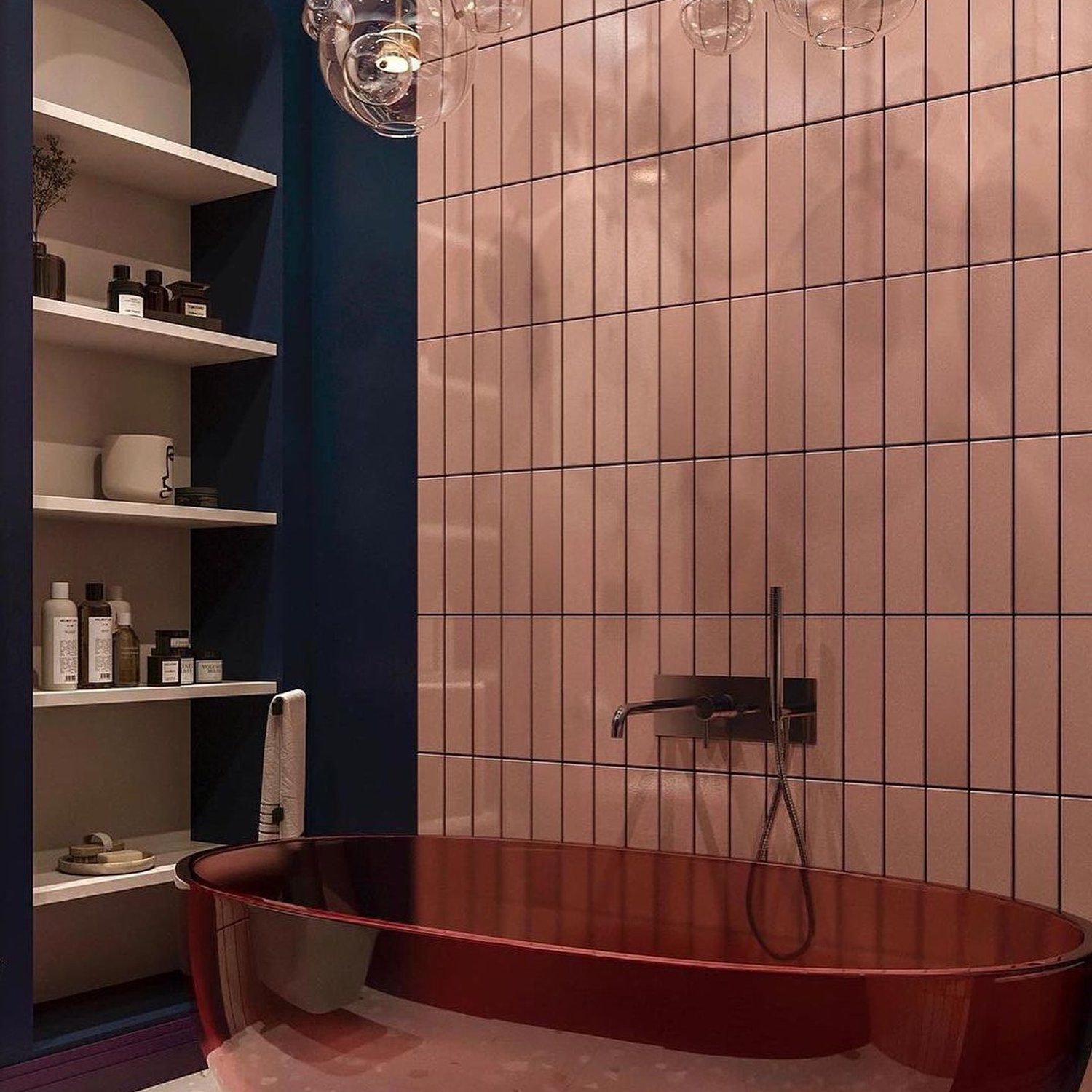 Stylish Bathroom with Pink Tiles