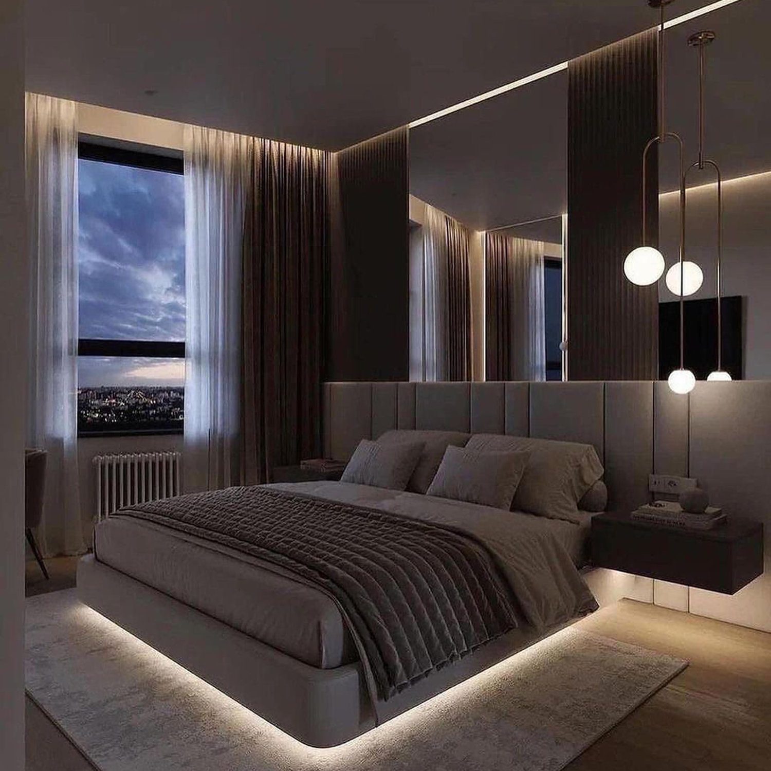 Elegant Bedroom with Ambient Lighting