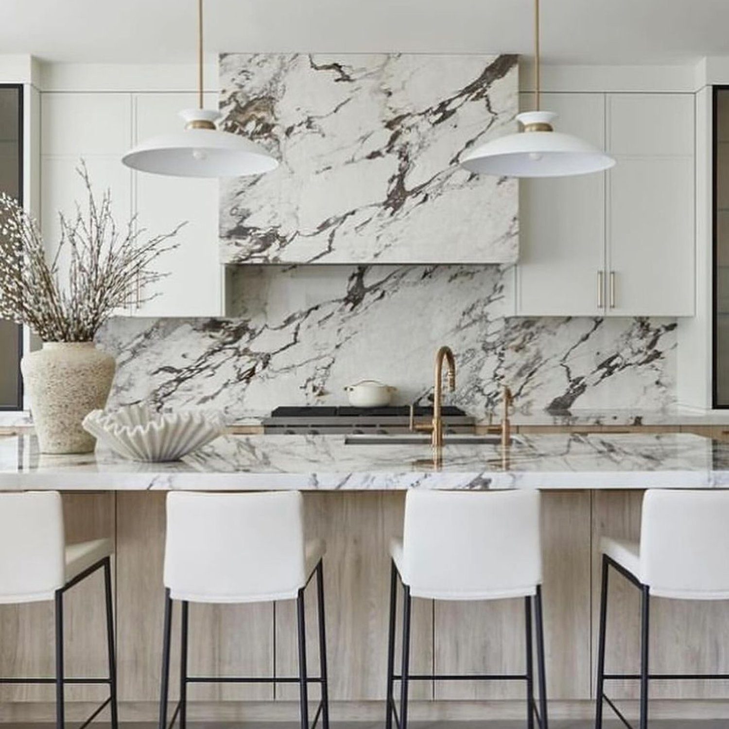 Elegant kitchen with marble accents