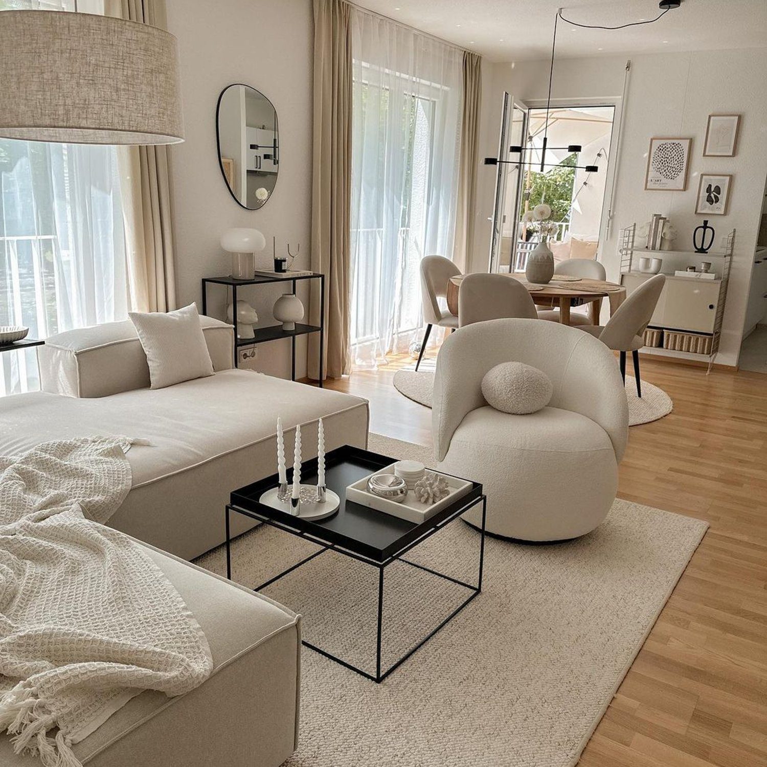 Elegantly designed living space with a cohesive neutral palette