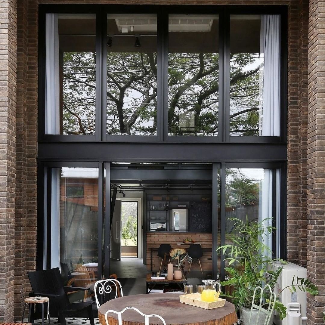 Contemporary house extension with large windows