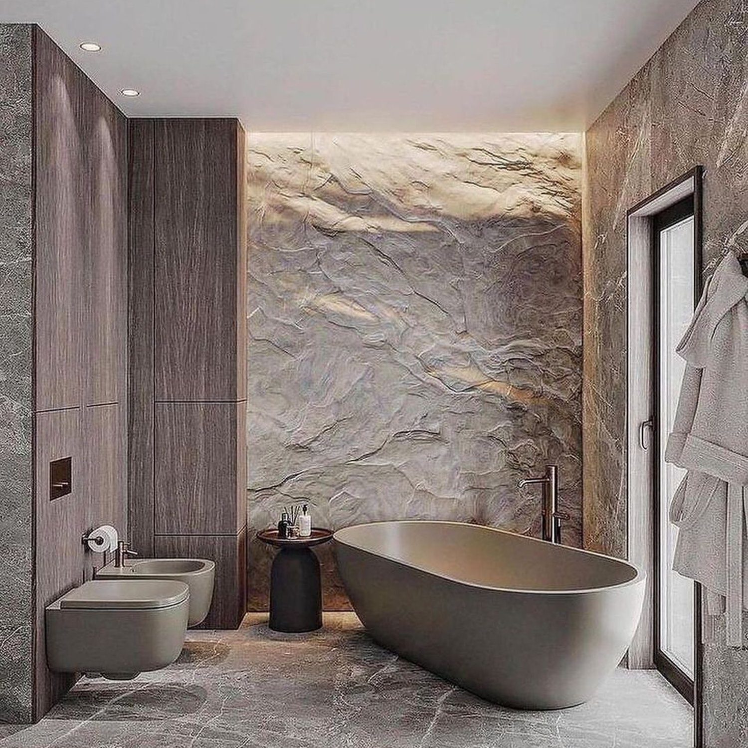 Stylish Modern Bathroom with Natural Stone Accents