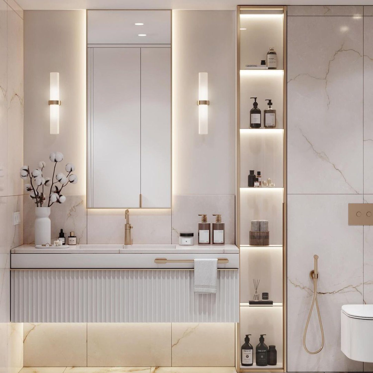 Elegant marble bathroom with modern fixtures