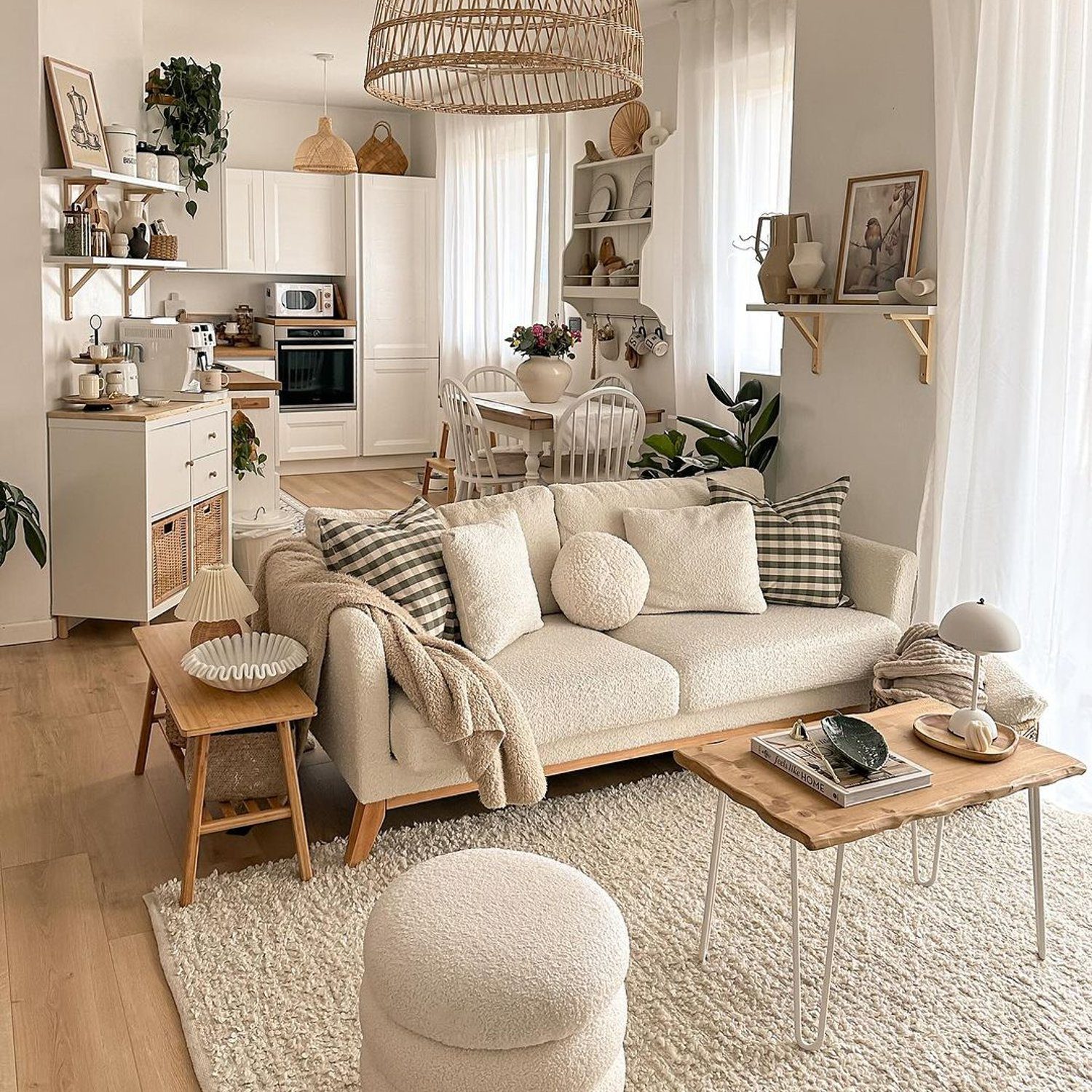 Cozy modern living room with neutral tones