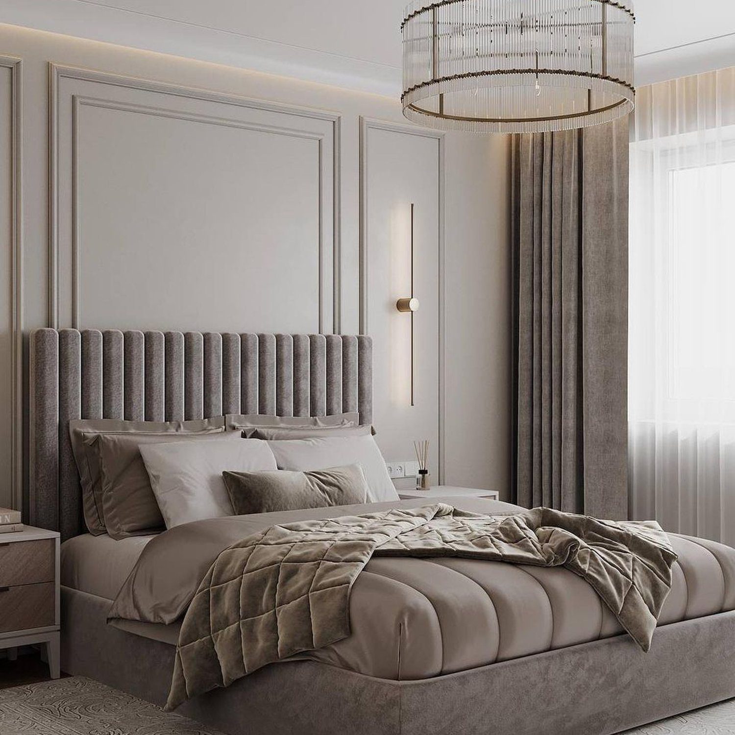 Elegant bedroom with plush design elements