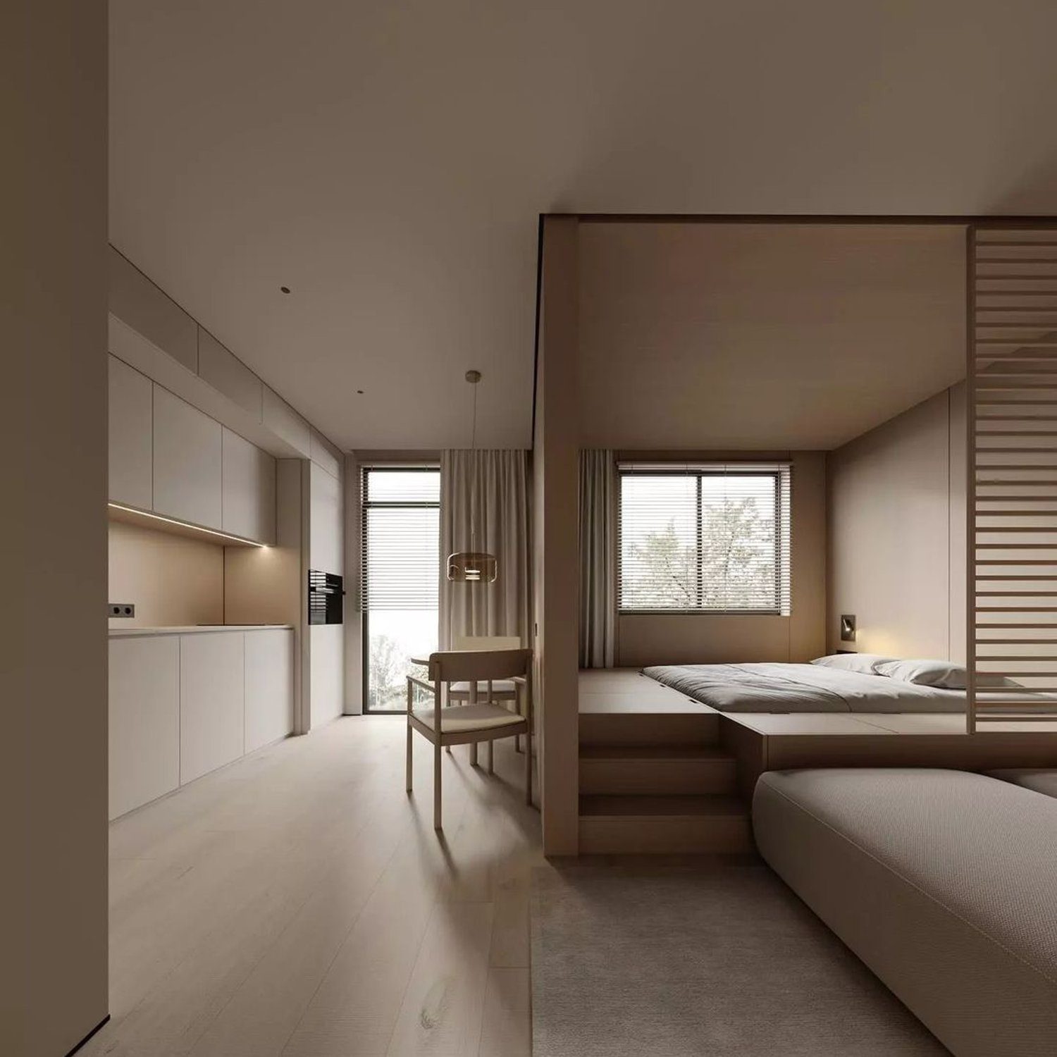 Minimalist bedroom with natural light