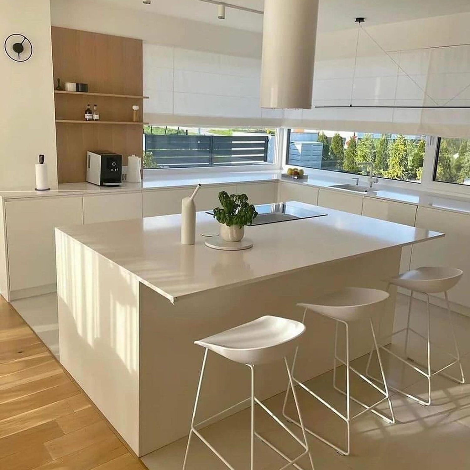 Modern sleek kitchen with natural light