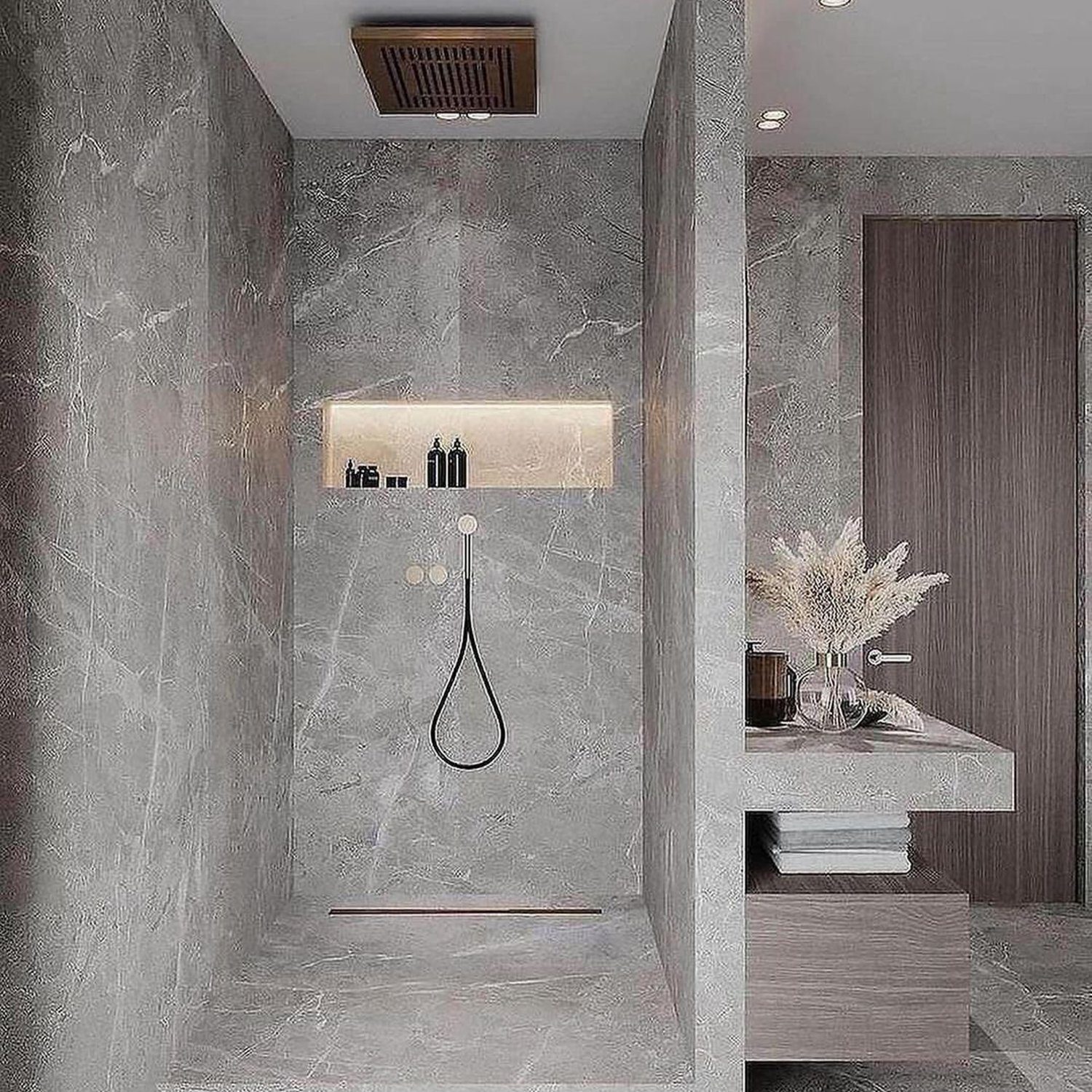 Elegant marble bathroom design with modern fixtures