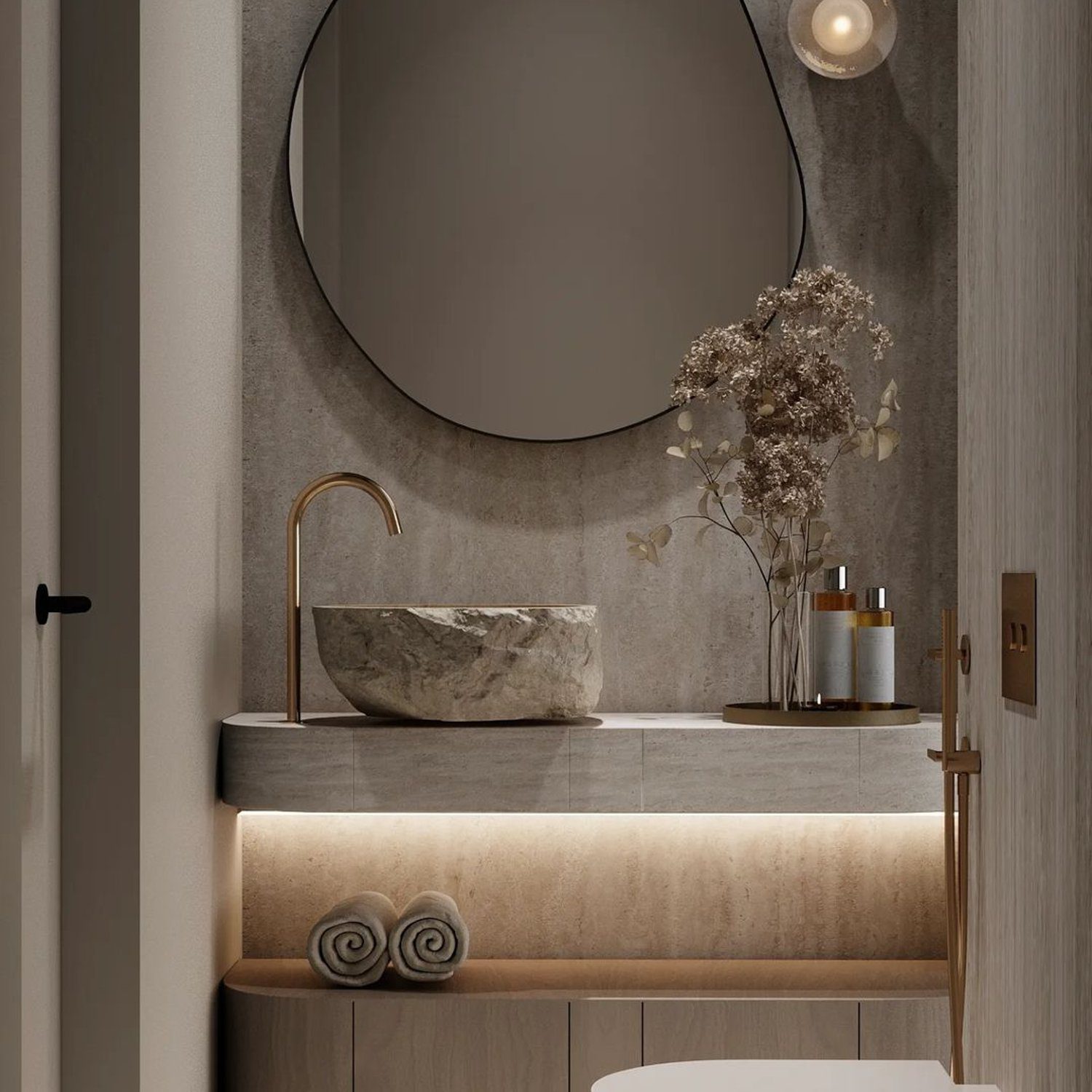 Elegantly designed minimalistic bathroom space