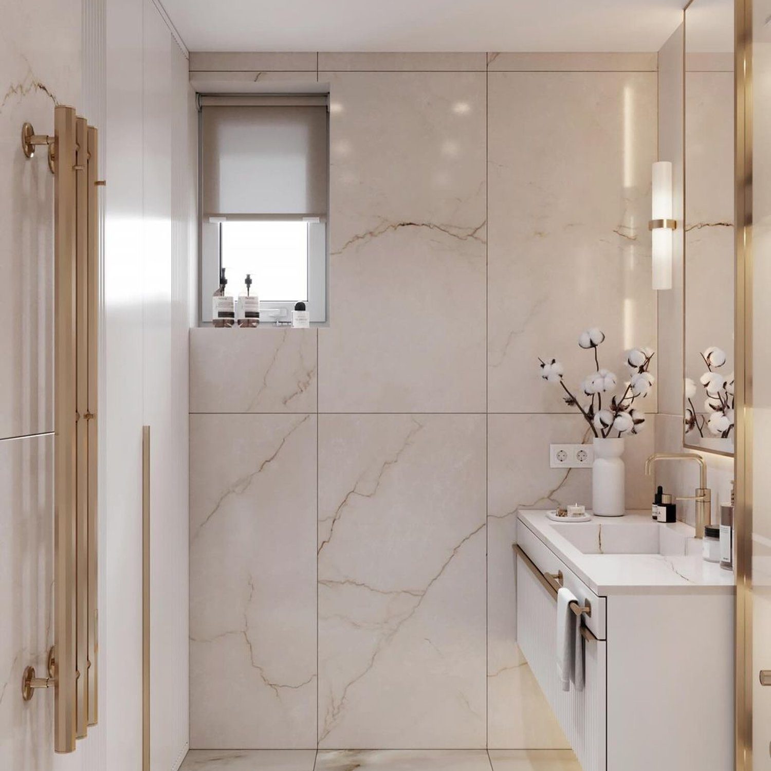 Elegant marble bathroom with modern fixtures