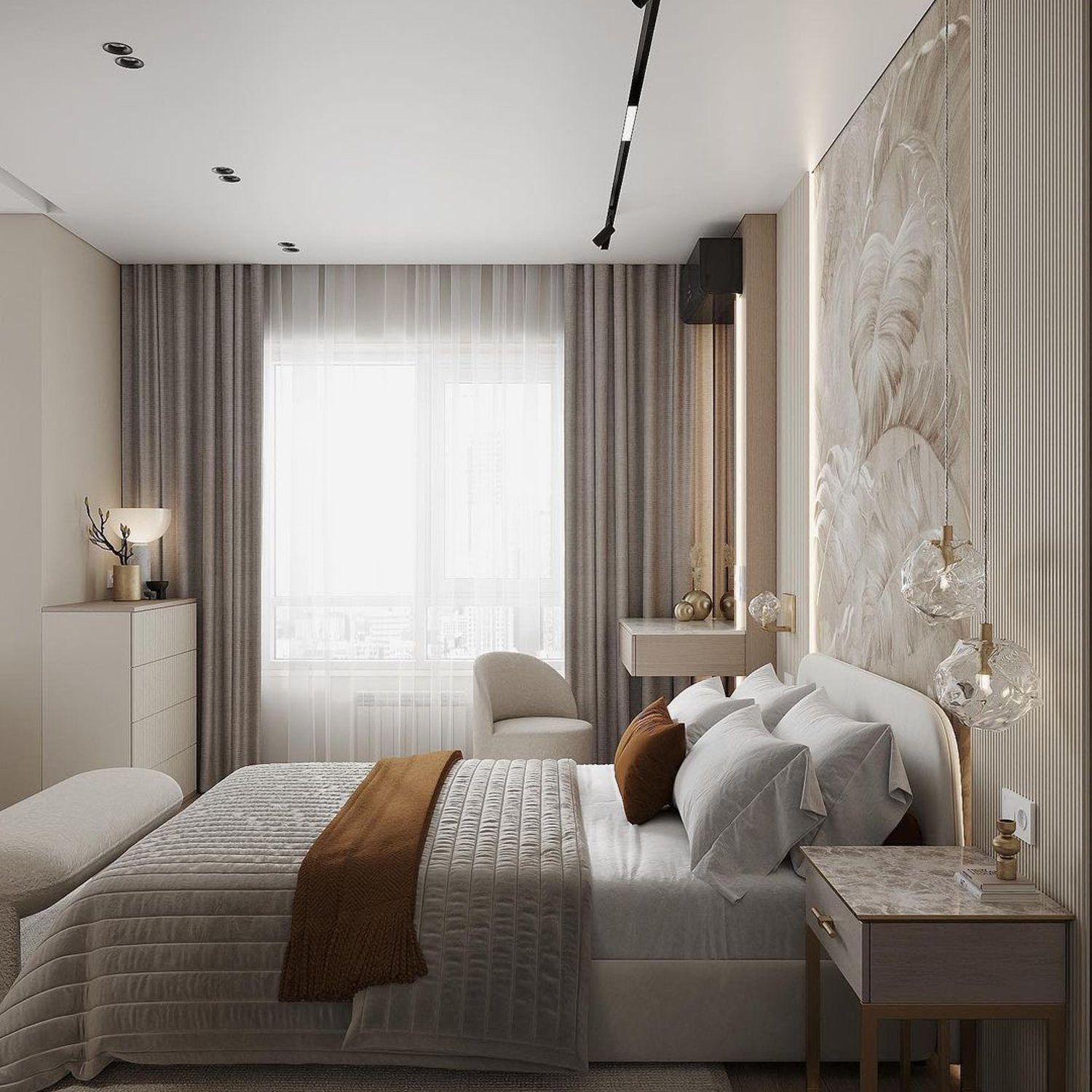 Elegantly designed contemporary bedroom