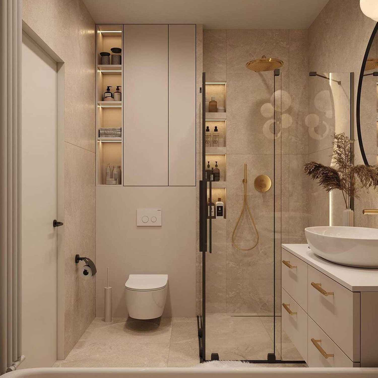 Elegant and modern bathroom design with neutral tones