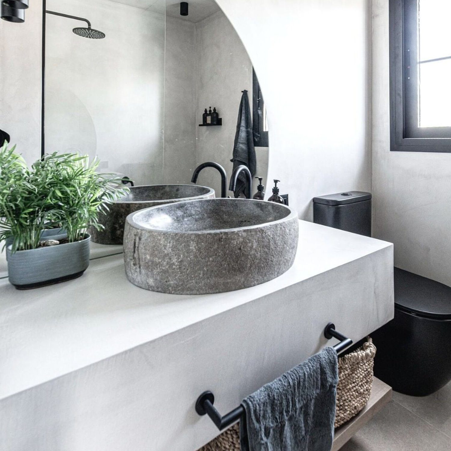 Elegant minimalist bathroom with natural elements