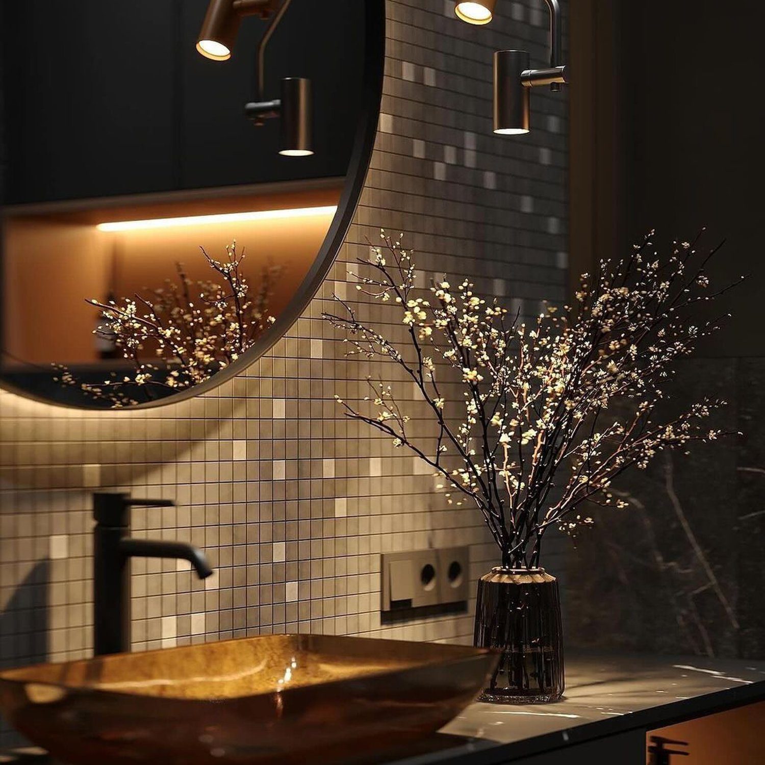 A stylish bathroom with modern fixtures