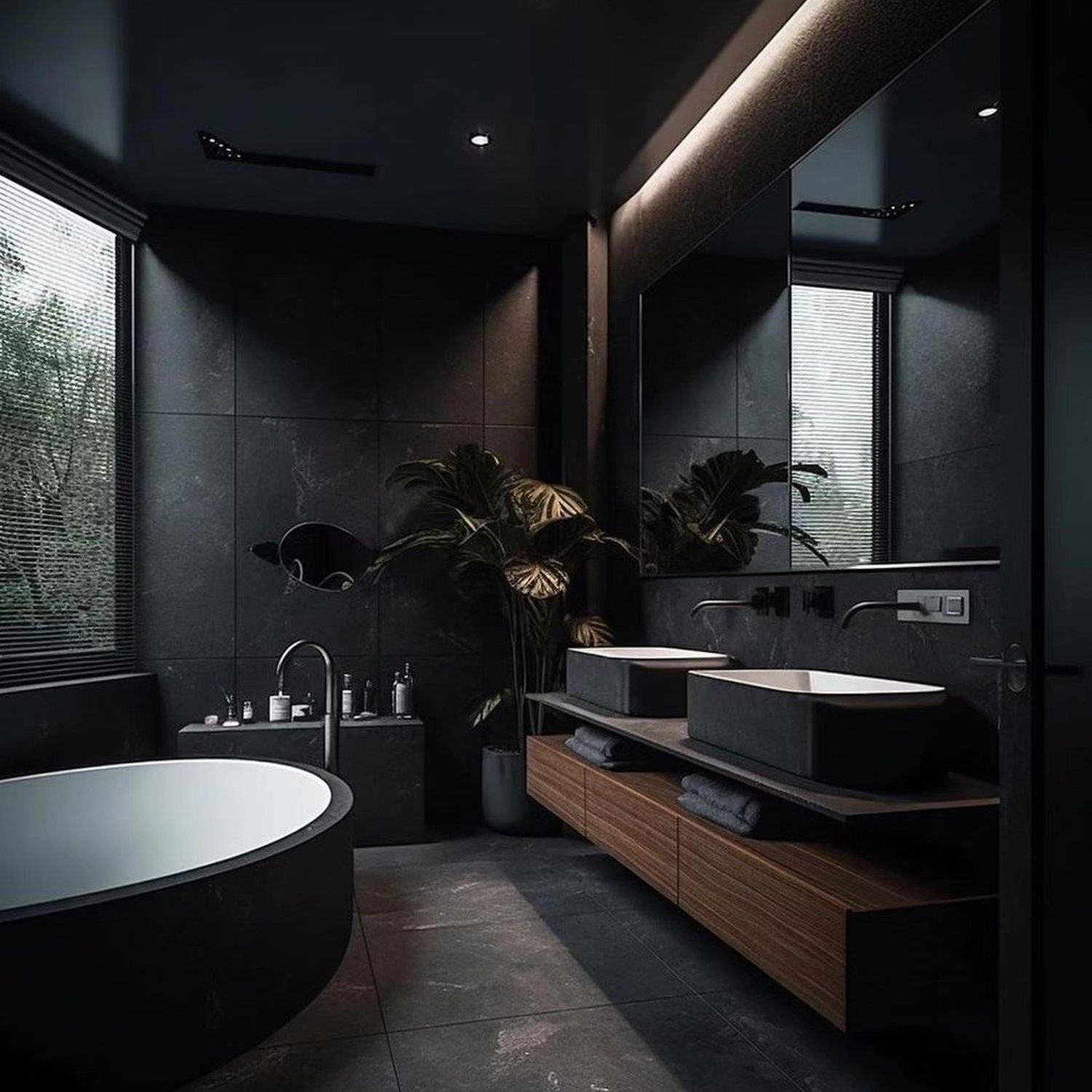 A modern and stylish bathroom with natural light