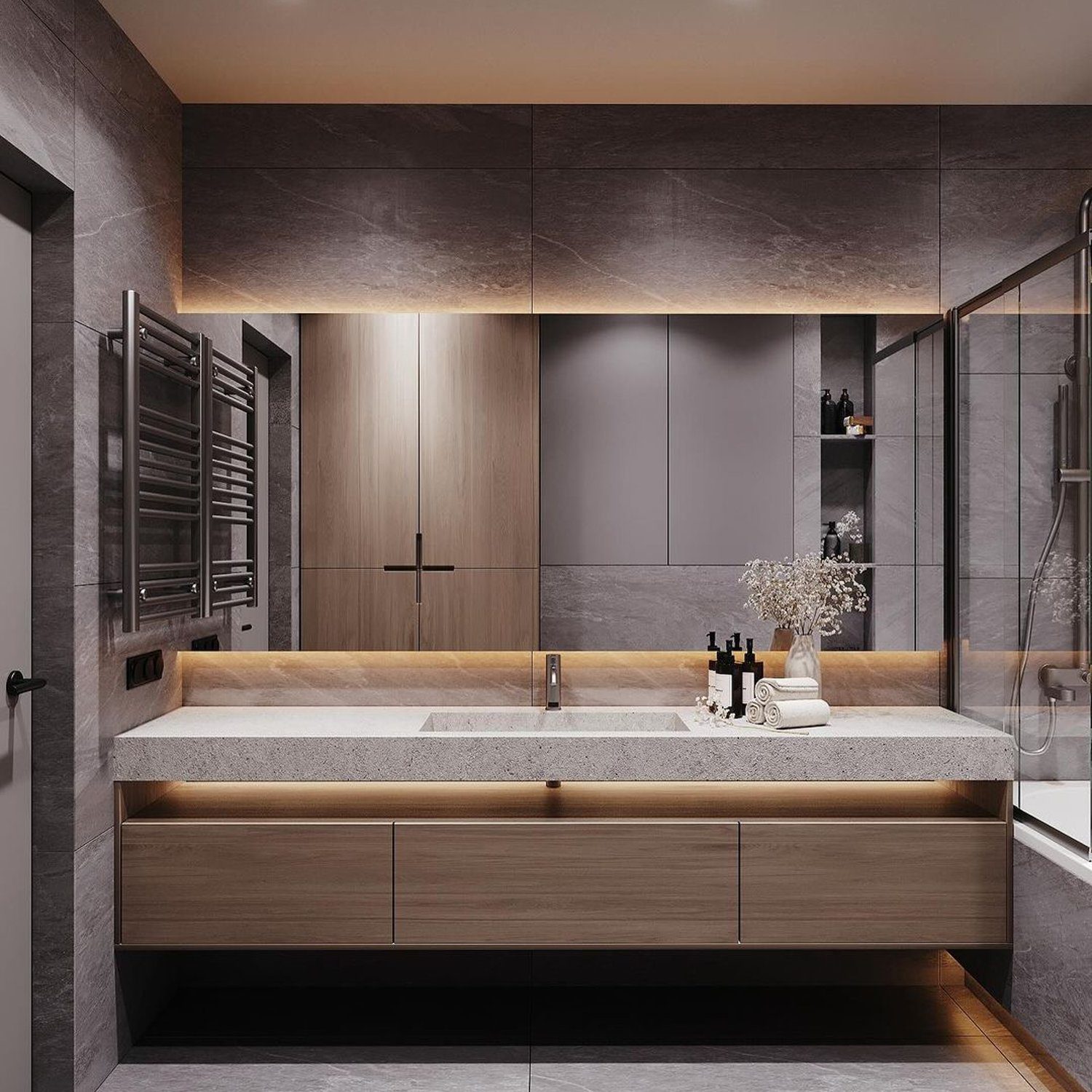 A modern bathroom with sleek finishes