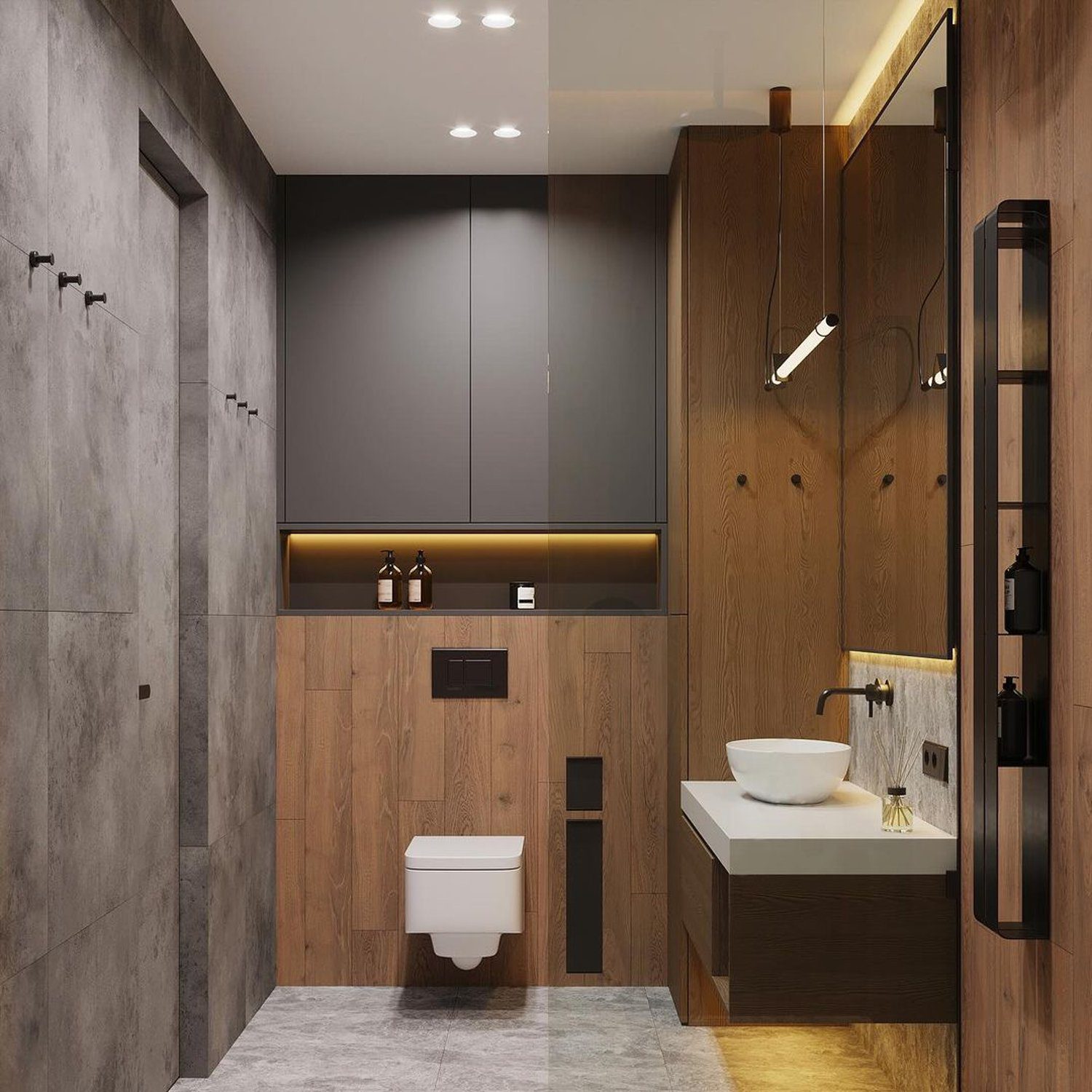 Elegant and modern bathroom design with mixed materials