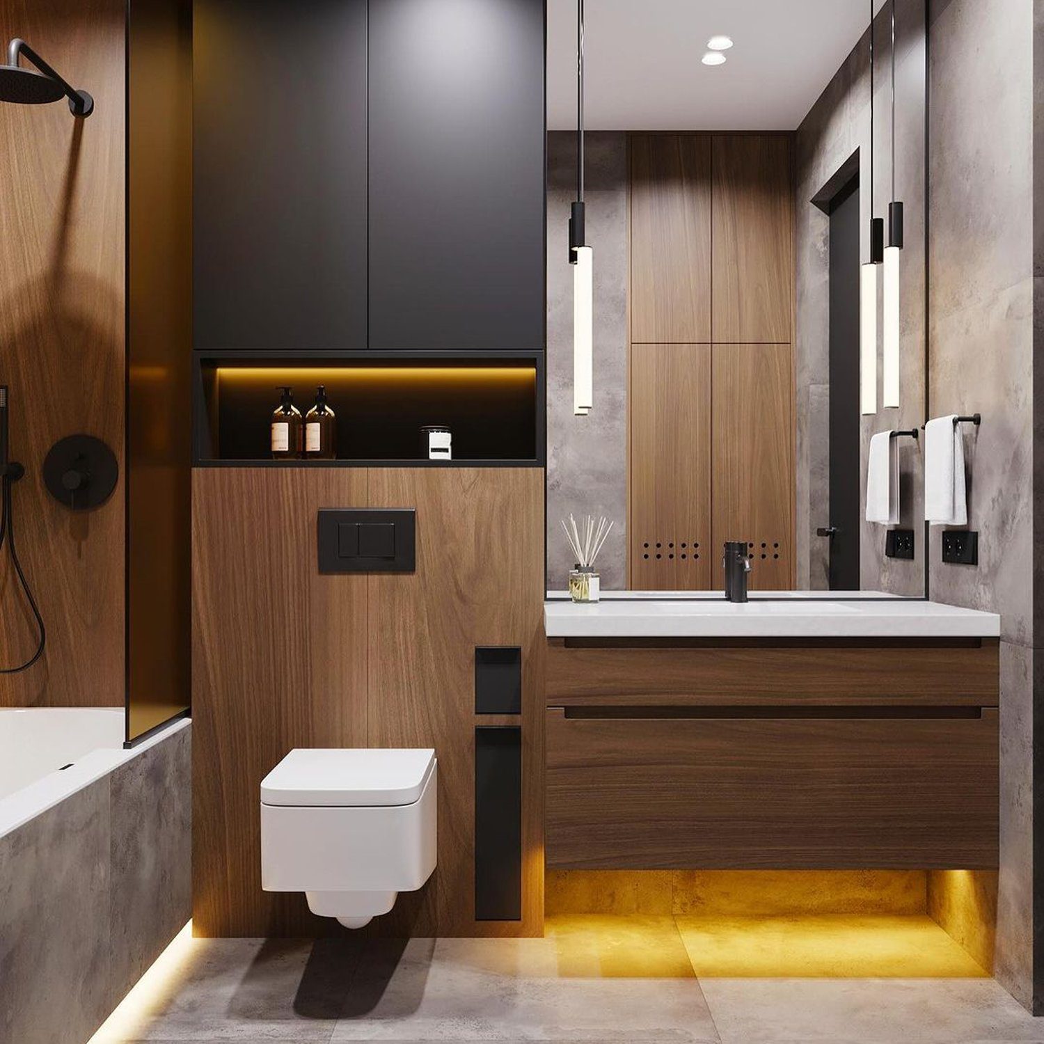 Modern and sleek bathroom design with ambient lighting