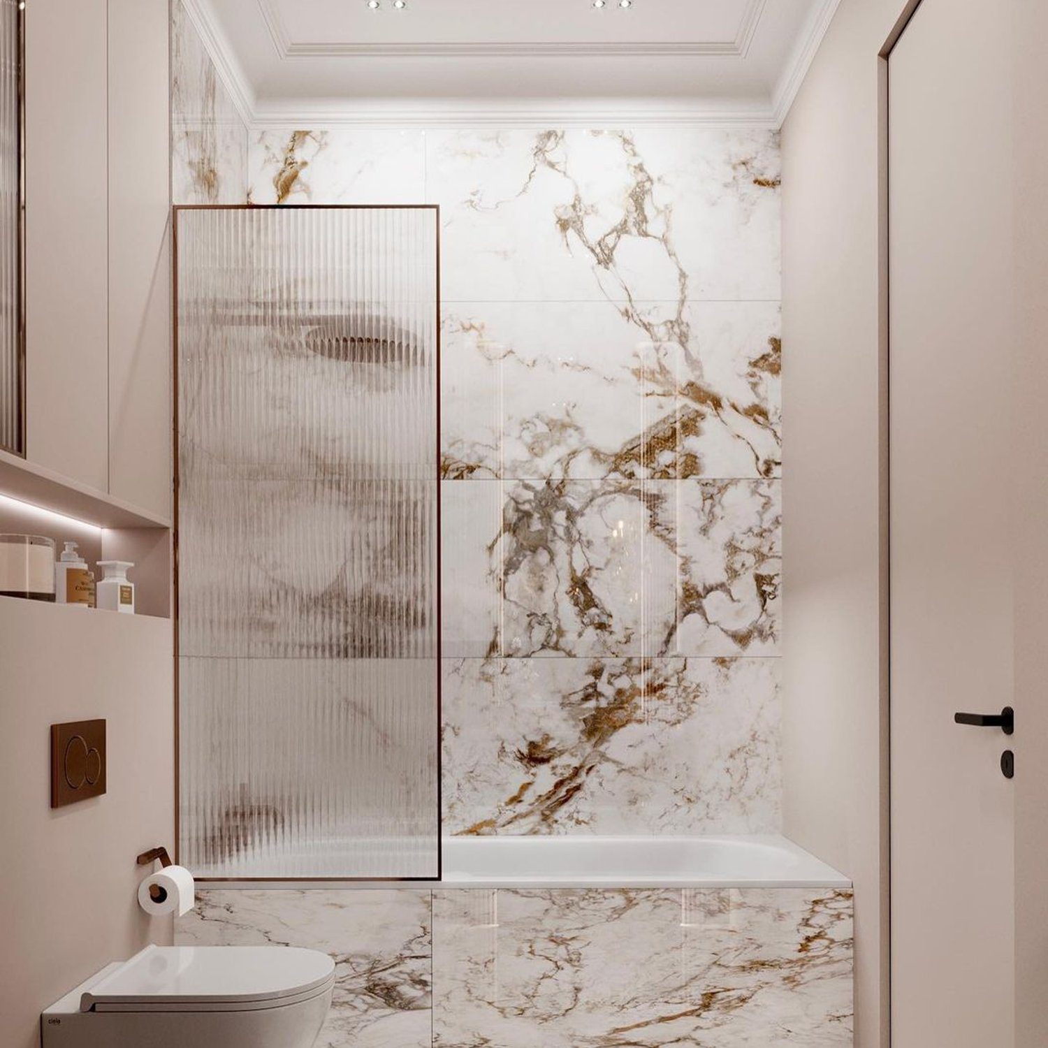 Elegant marble bathroom with refined details