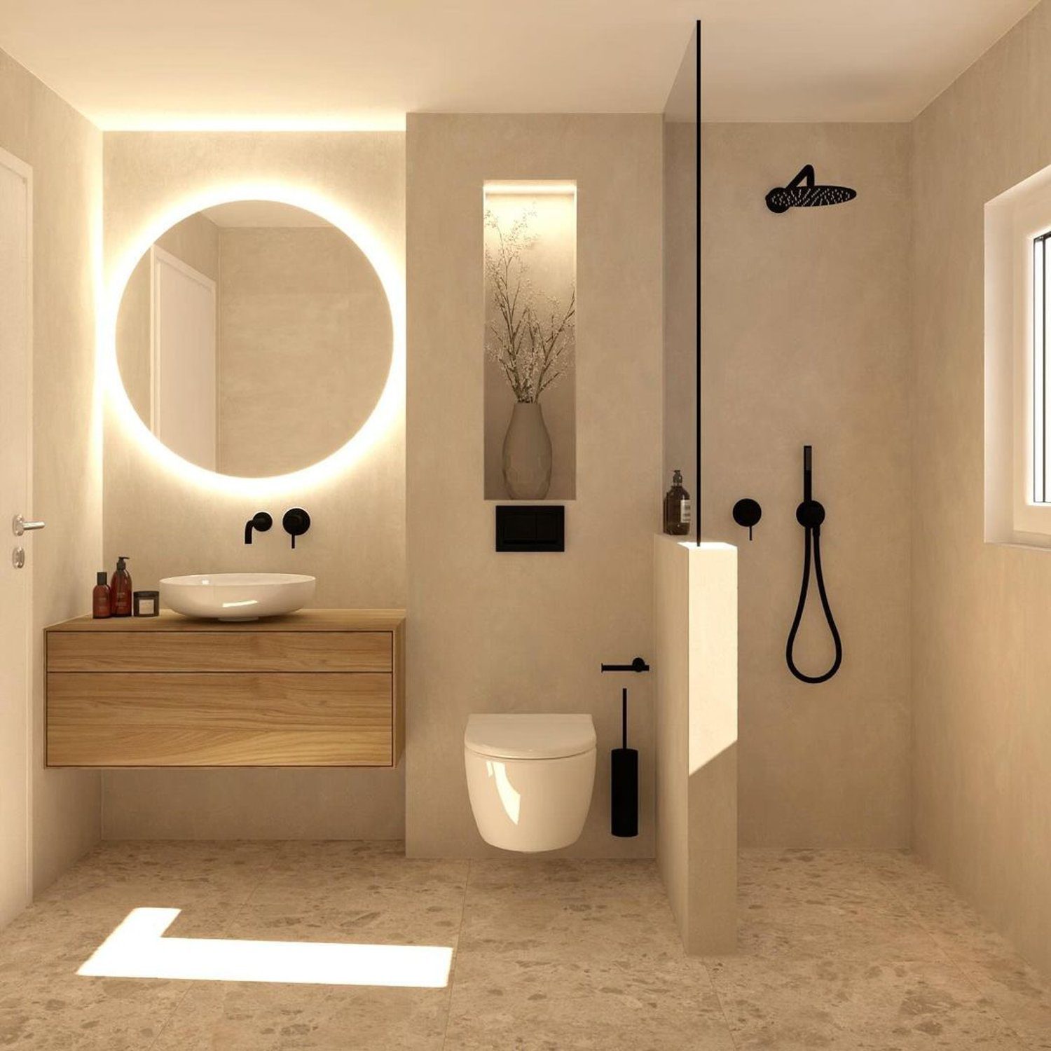 Modern minimalist bathroom with elegant fixtures